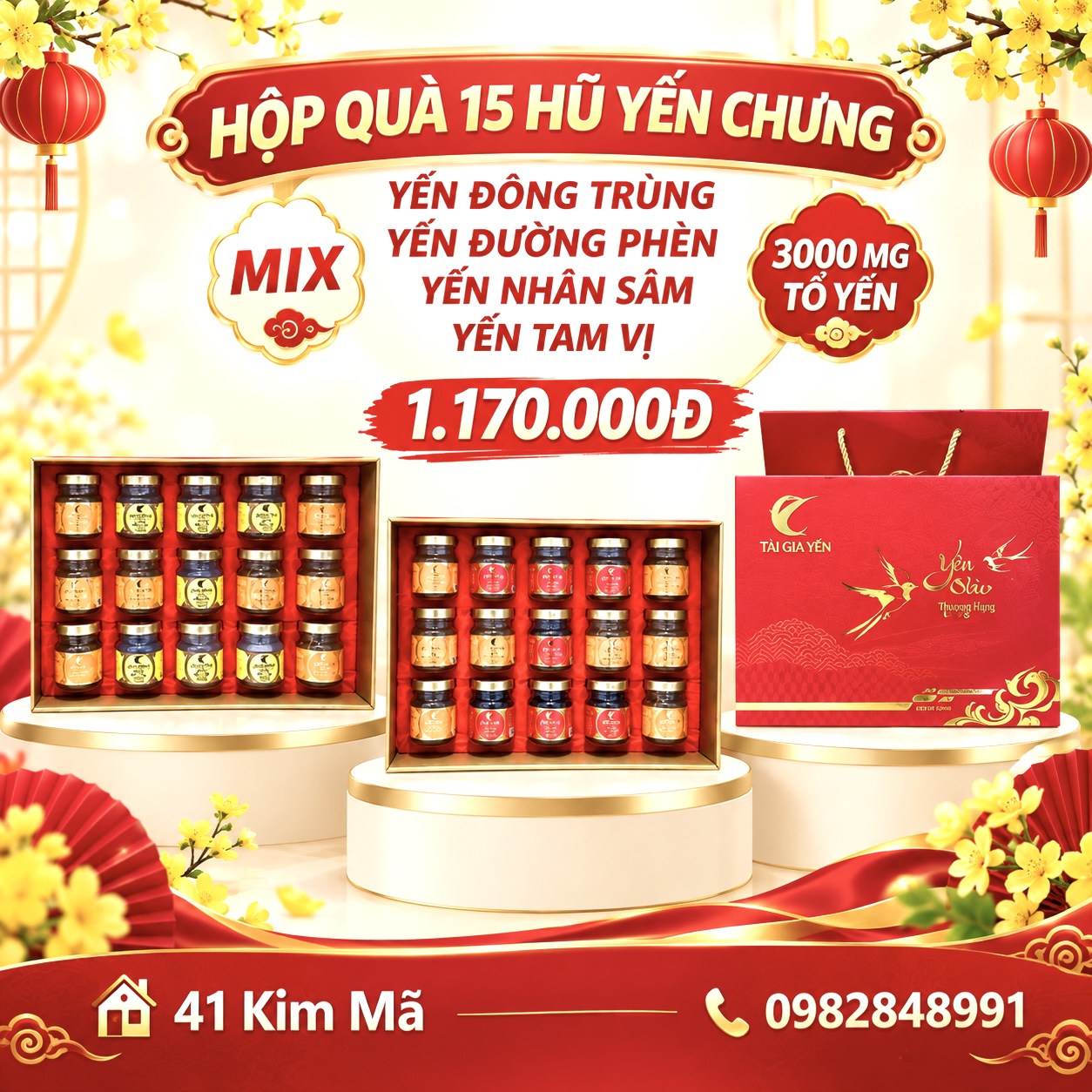Hộp Quà Tặng 15 Hũ Yến Chưng Thượng Hạng
