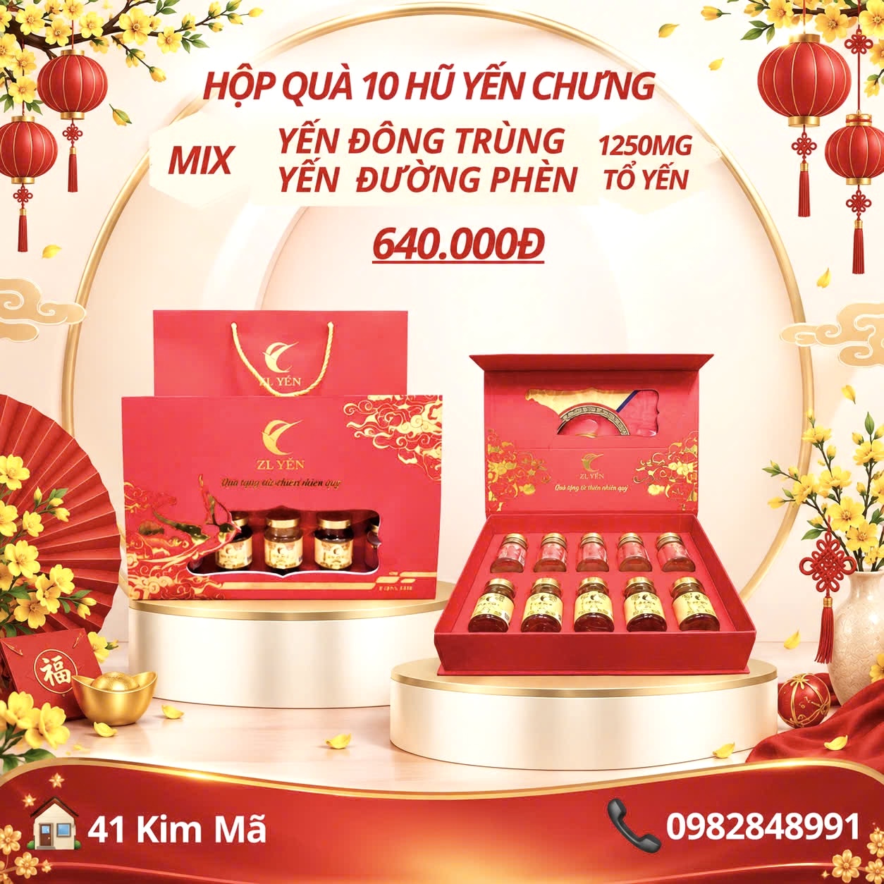 Hộp Quà Tặng 10 Hũ Yến Chưng Thượng Hạng