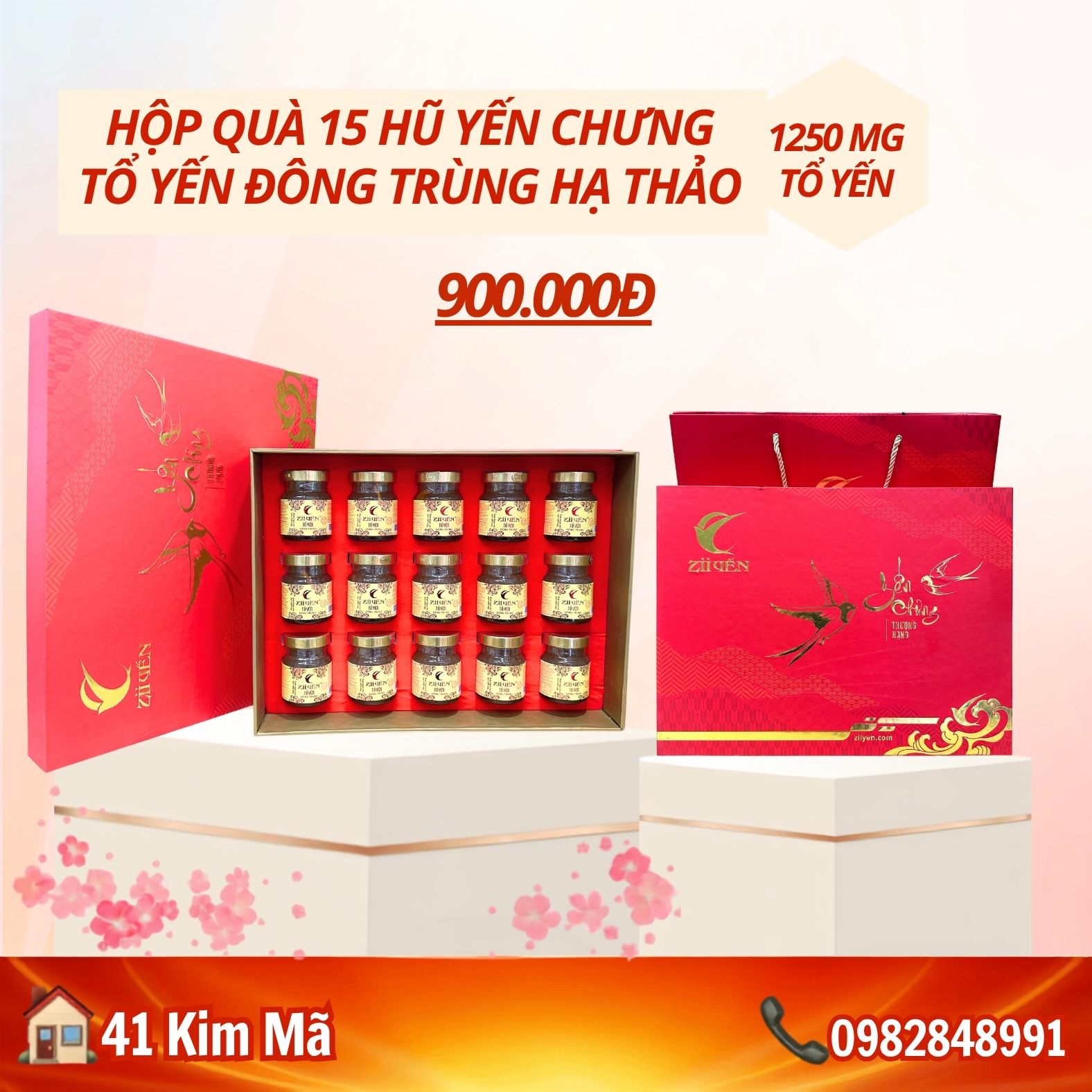 Hộp Quà Tặng 15 Hũ Yến Chưng Thượng Hạng