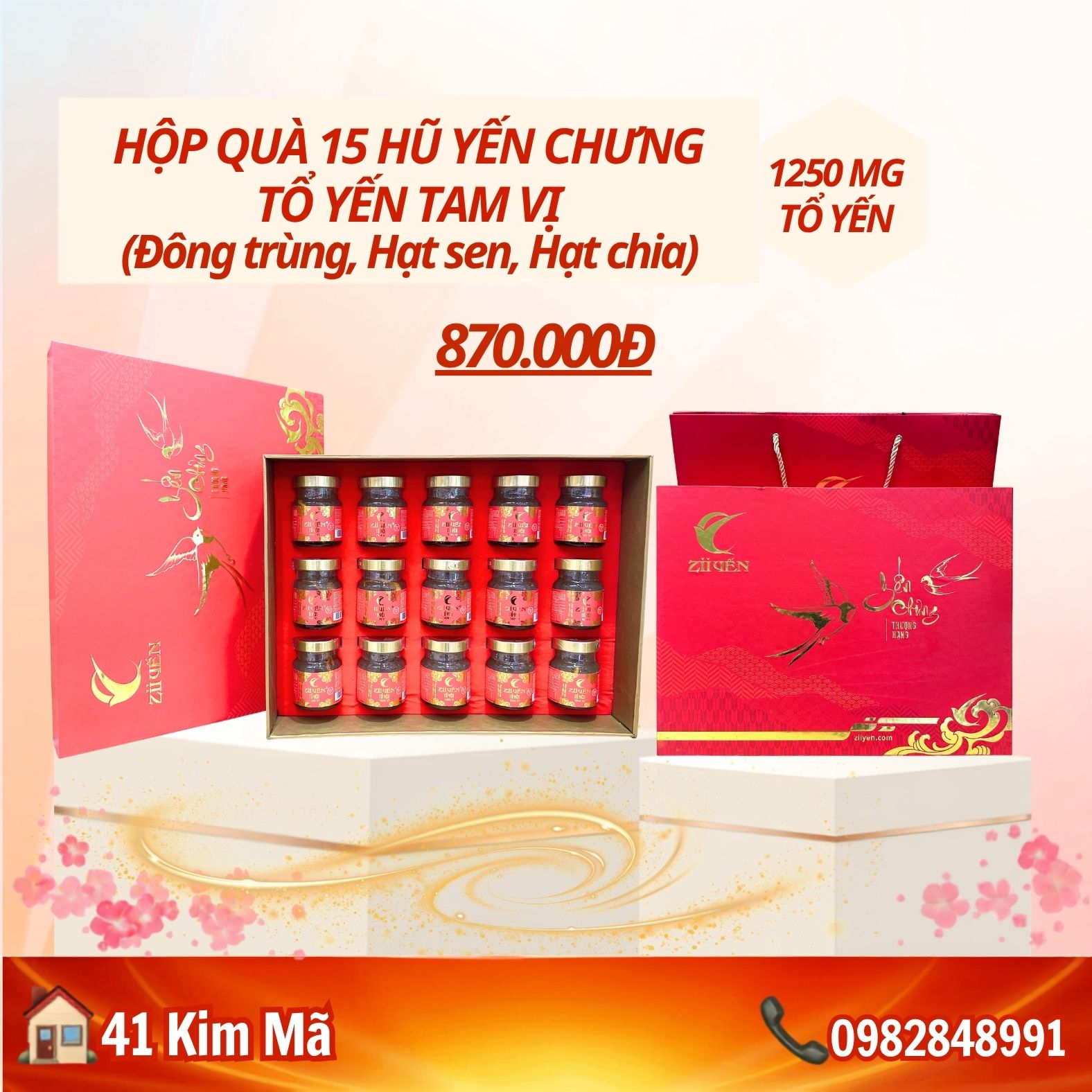 Hộp Quà Tặng 15 Hũ Yến Chưng Thượng Hạng