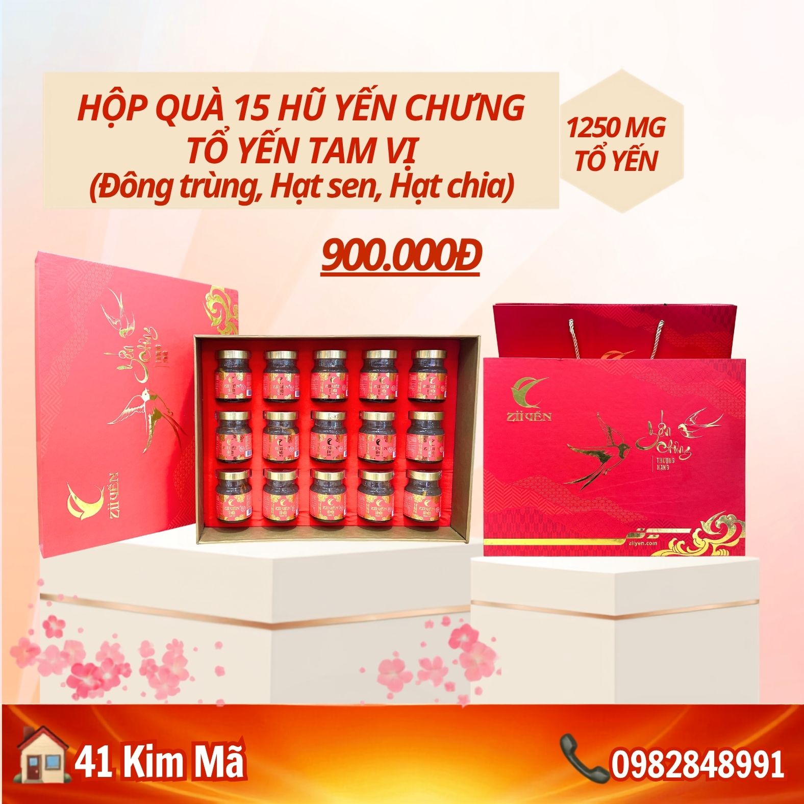 Hộp Quà Tặng 15 Hũ Yến Chưng Thượng Hạng
