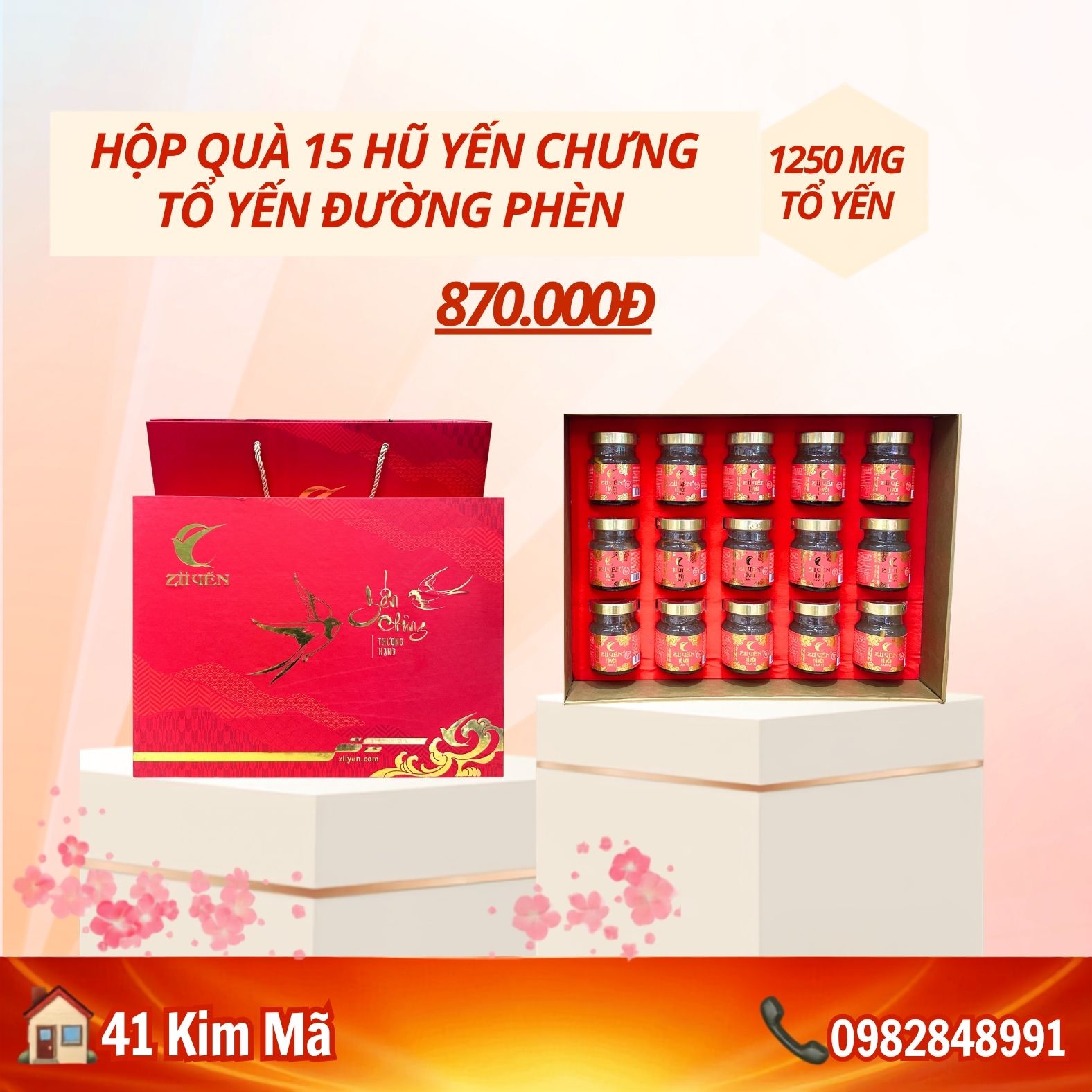 Hộp Quà Tặng 15 Hũ Yến Chưng Thượng Hạng