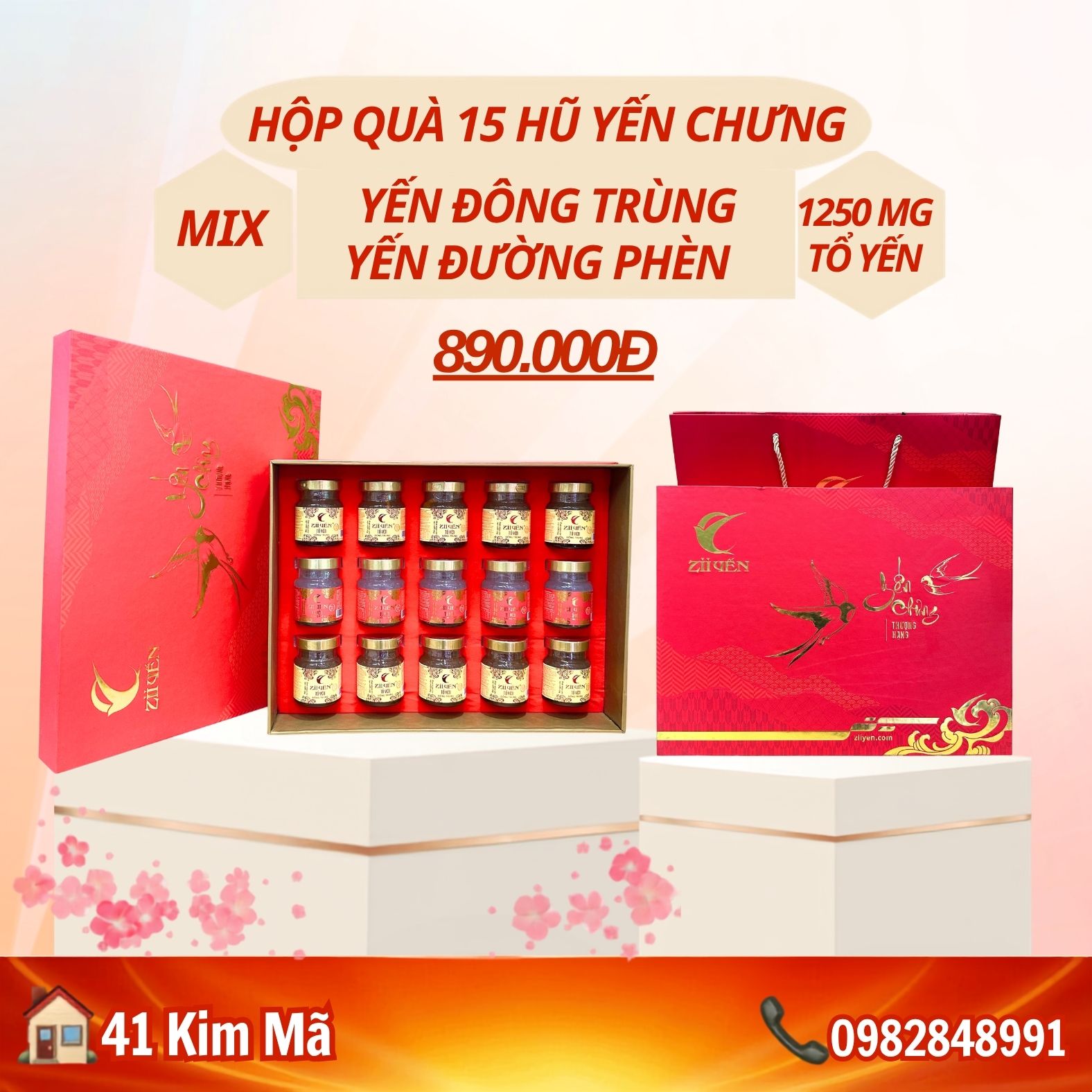 Hộp Quà Tặng 15 Hũ Yến Chưng Thượng Hạng