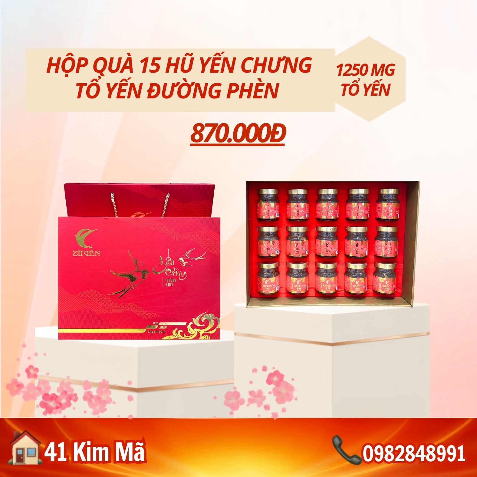 Hộp Quà Tặng 15 Hũ Yến Chưng Thượng Hạng