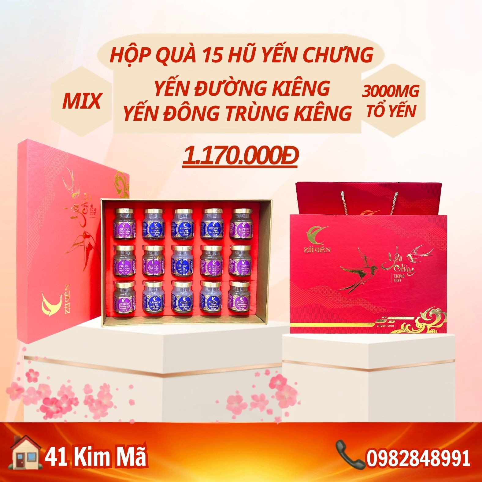 Hộp Quà Tặng 15 Hũ Yến Chưng Thượng Hạng