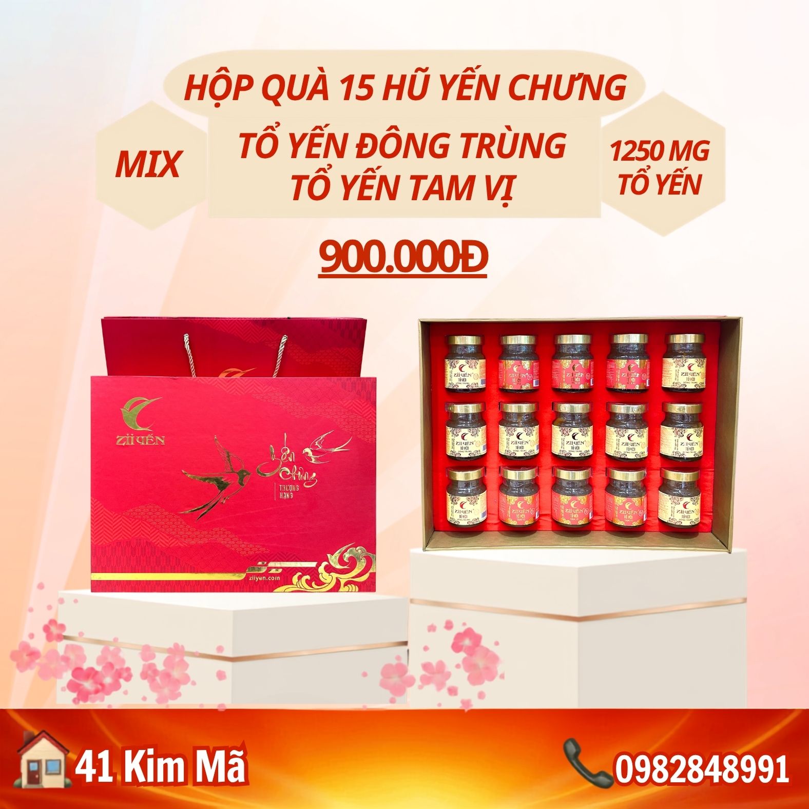 Hộp Quà Tặng 15 Hũ Yến Chưng Thượng Hạng