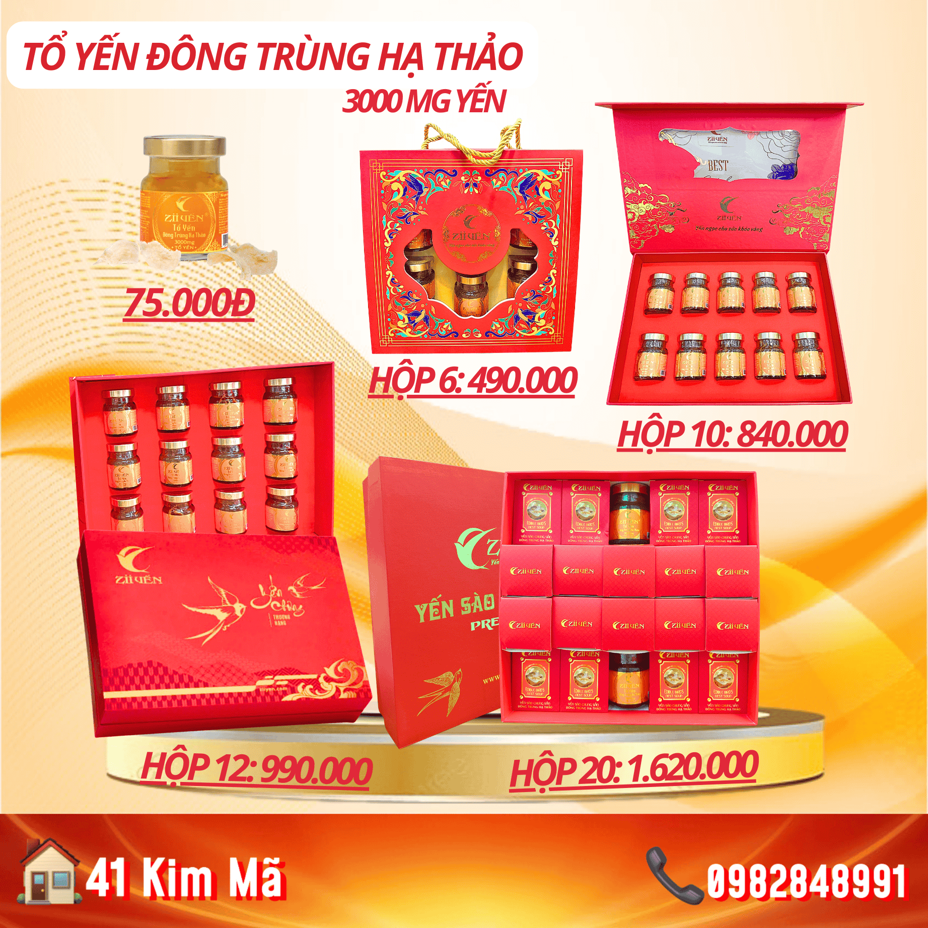 Tổ Yến Đông Trùng Hạ Thảo 3000mg Yến