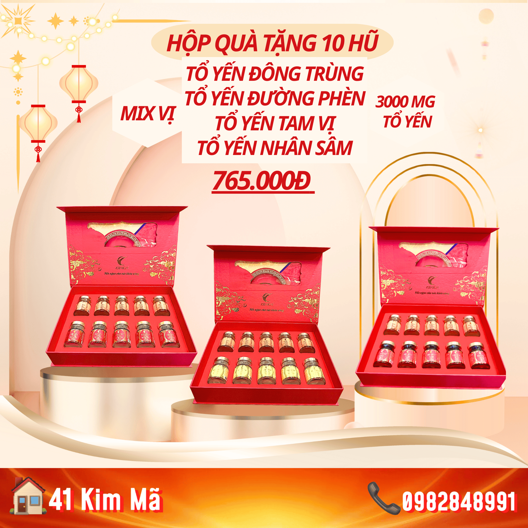 Hộp Quà Tặng 10 Hũ Yến Chưng Thượng Hạng