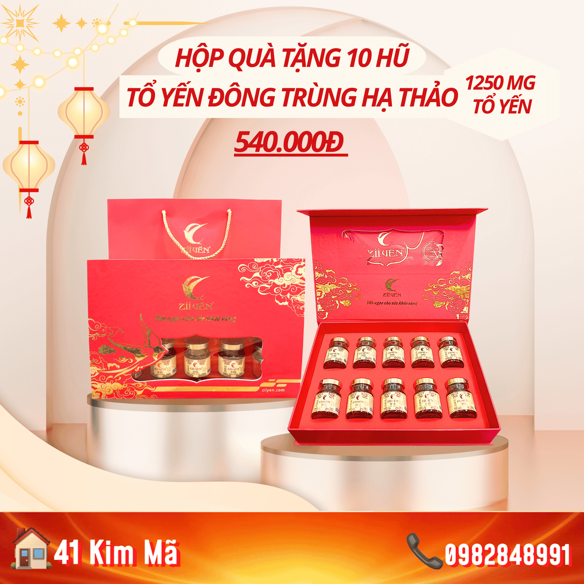 Yến Chưng Đông Trùng Hạ Thảo 1250mg Tổ Yến