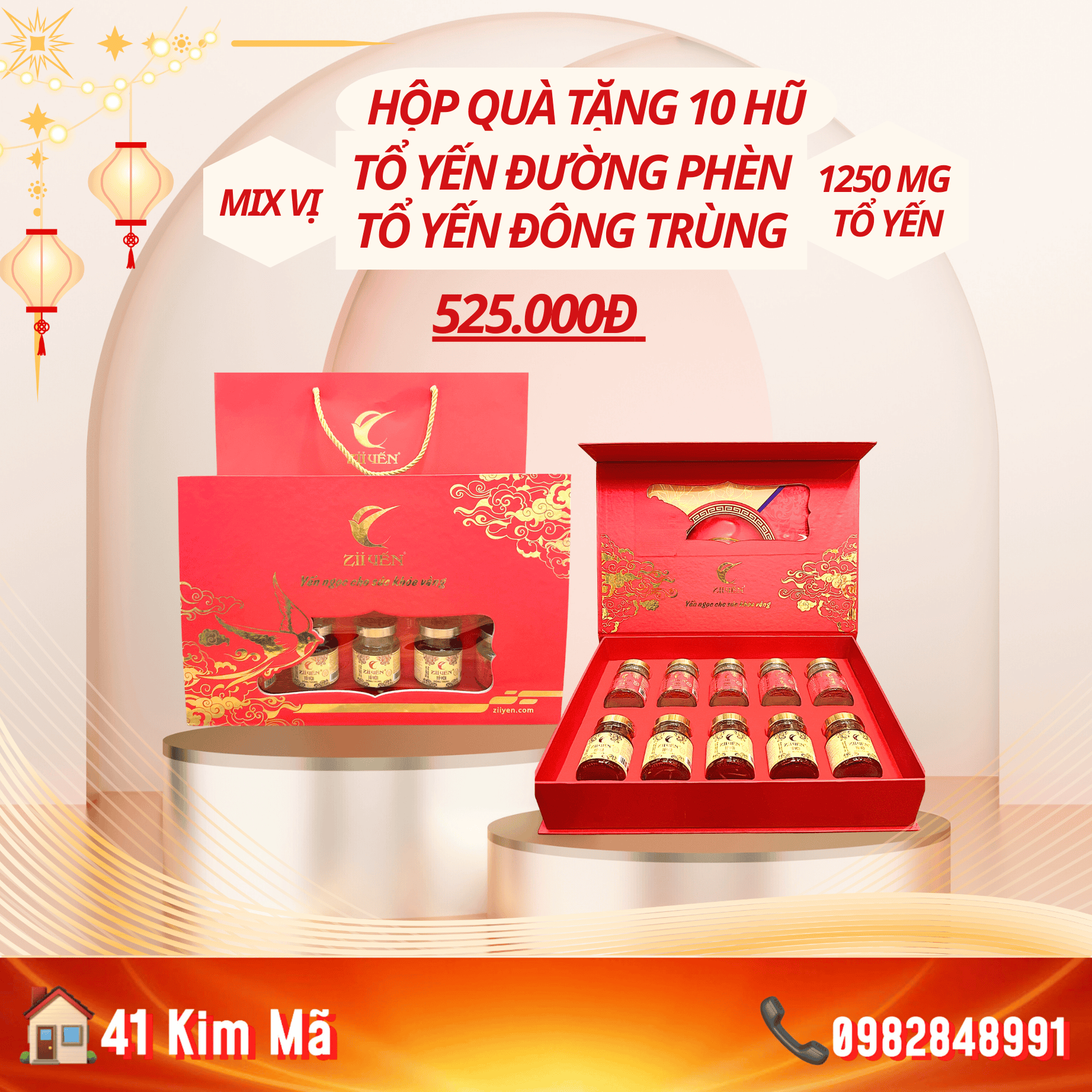 Hộp Quà Tặng 10 Hũ Yến Chưng Thượng Hạng