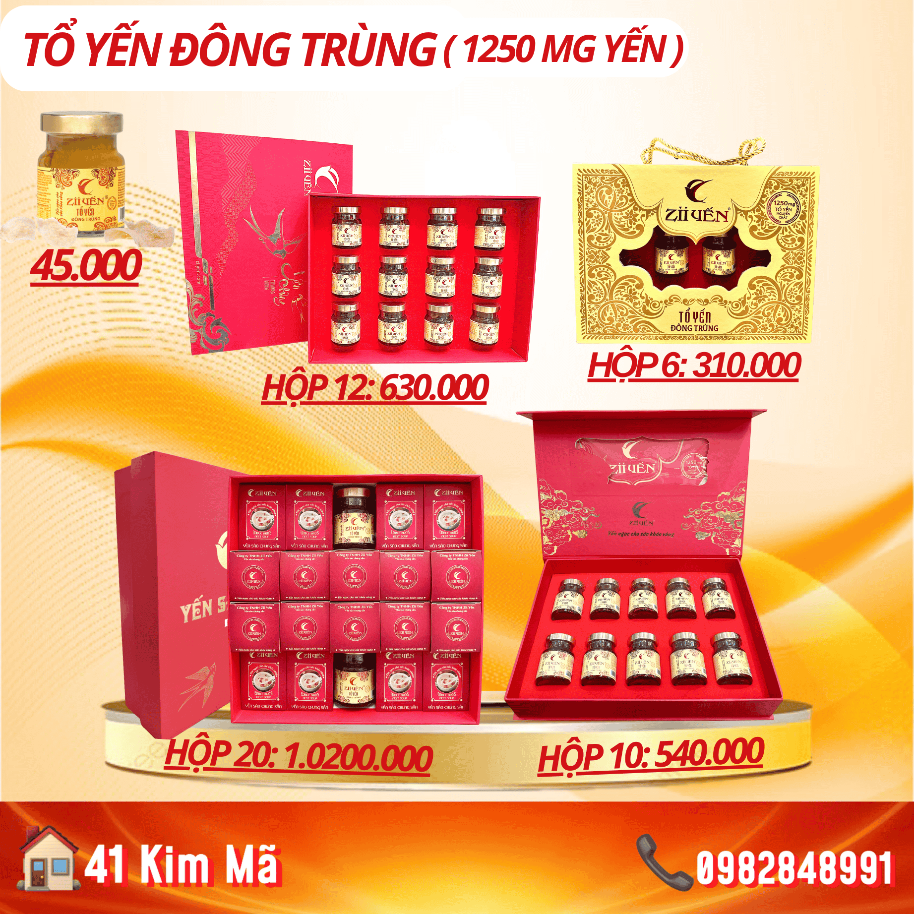 Yến Chưng Đông Trùng Hạ Thảo 1250mg Tổ Yến