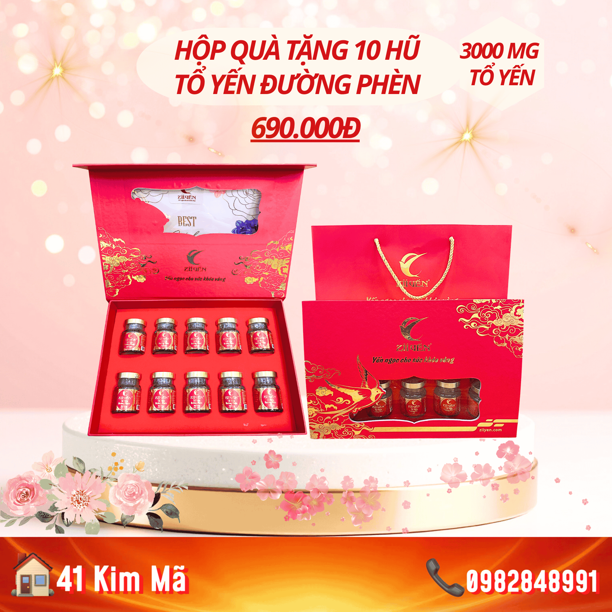 Yến Chưng Đường Phèn 3000mg Tổ Yến