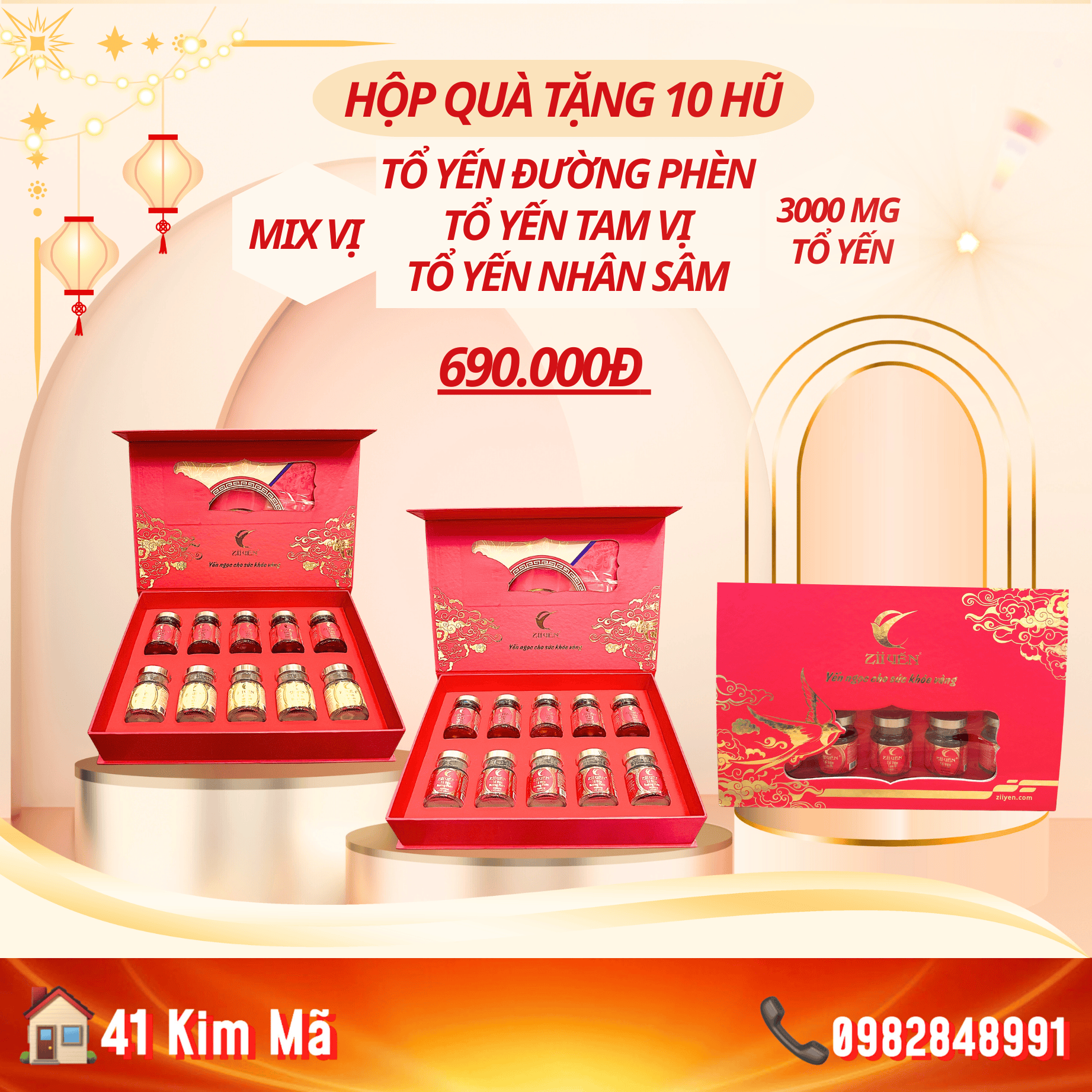 Hộp Quà Tặng 10 Hũ Yến Chưng Thượng Hạng
