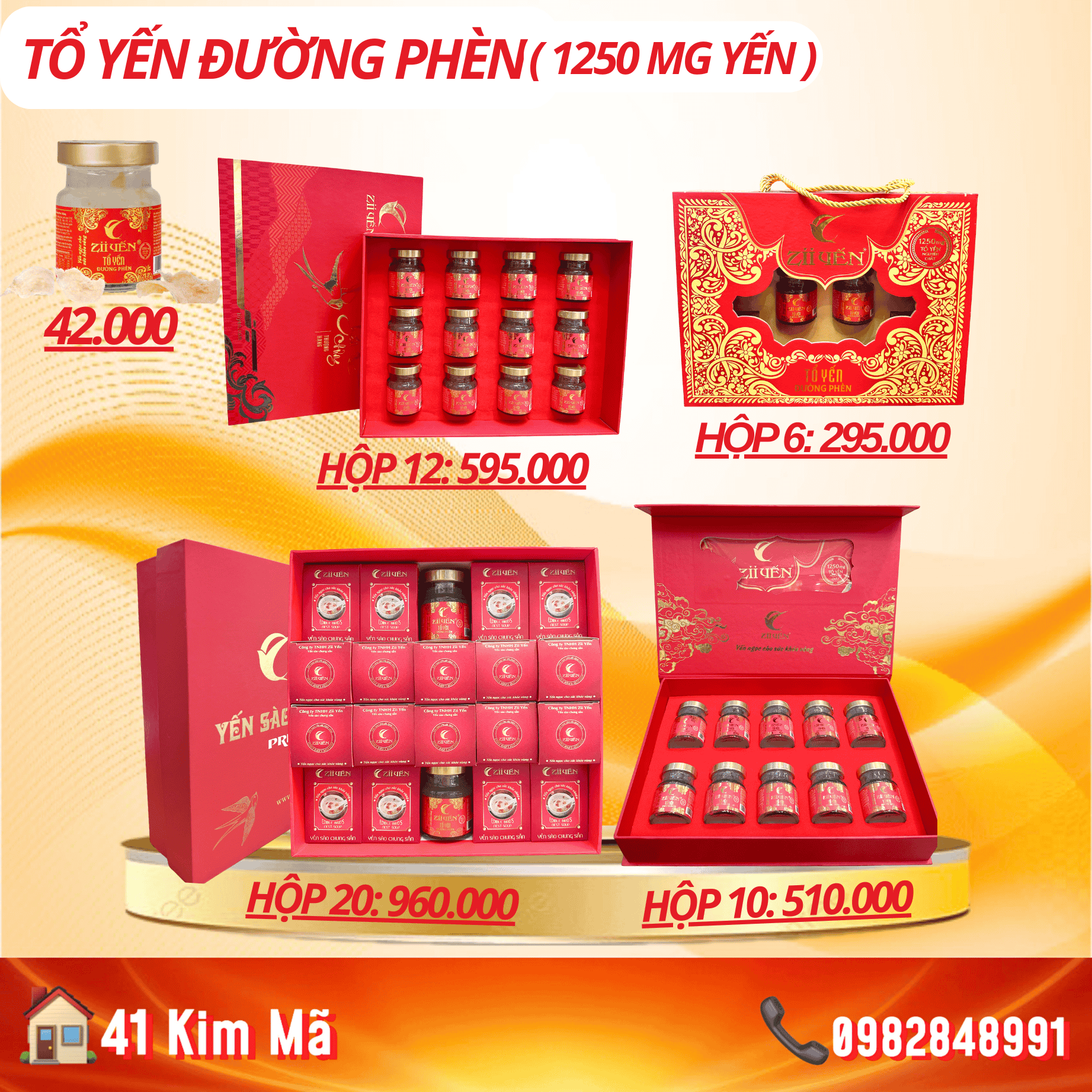 Yến Chưng Đường Phèn 1250mg Tổ Yến