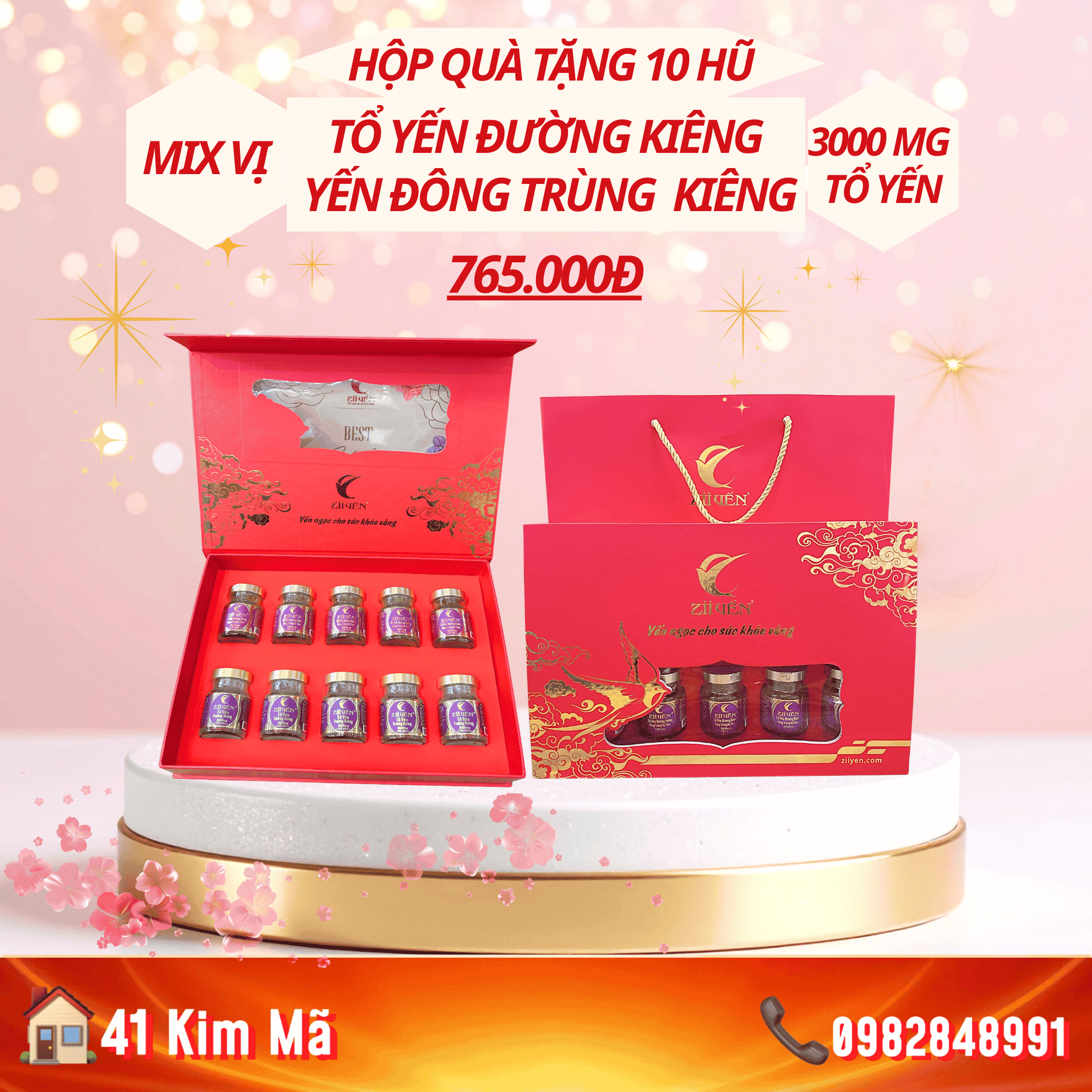 Hộp Quà Tặng 10 Hũ Yến Chưng Thượng Hạng