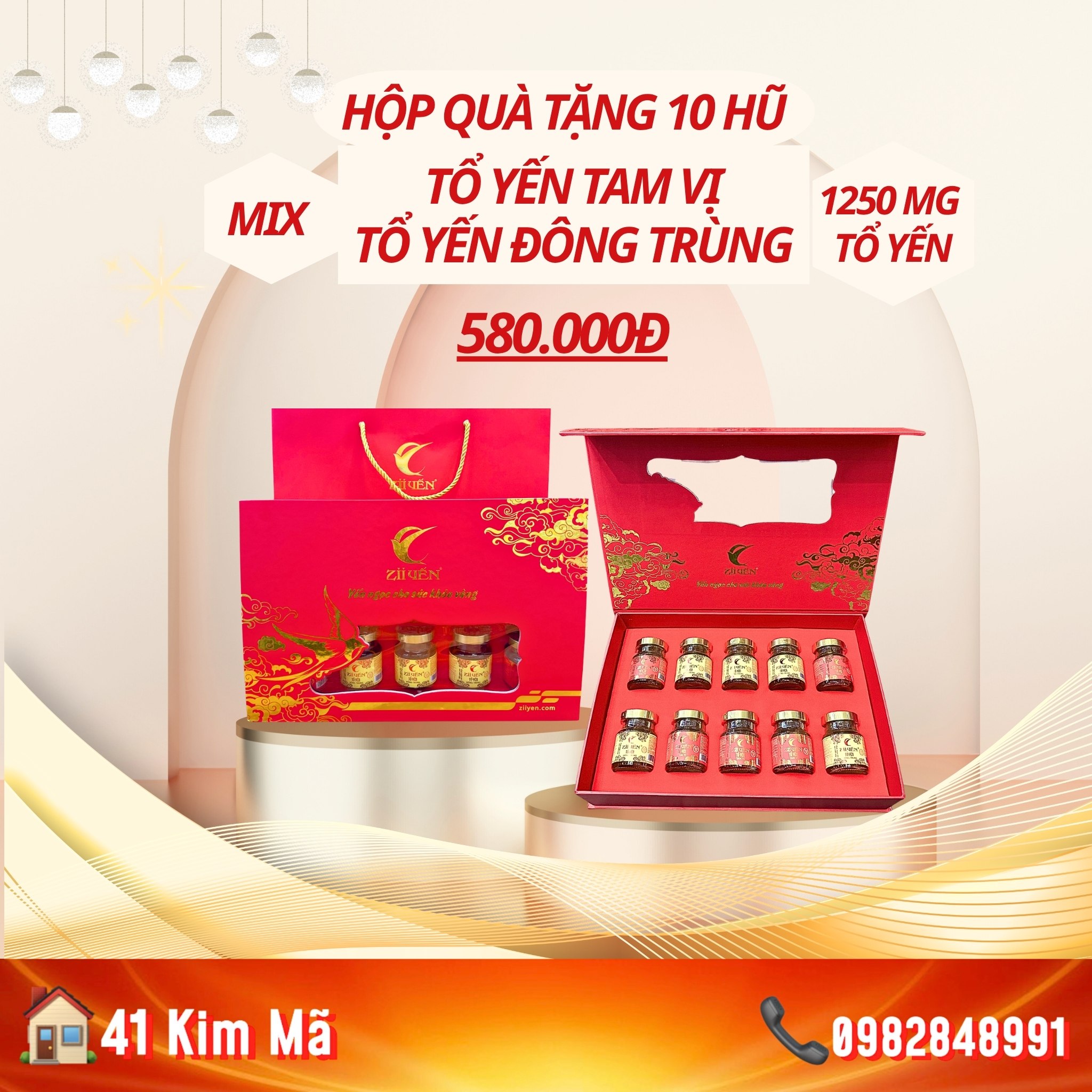 Hộp Quà Tặng 10 Hũ Yến Chưng Thượng Hạng