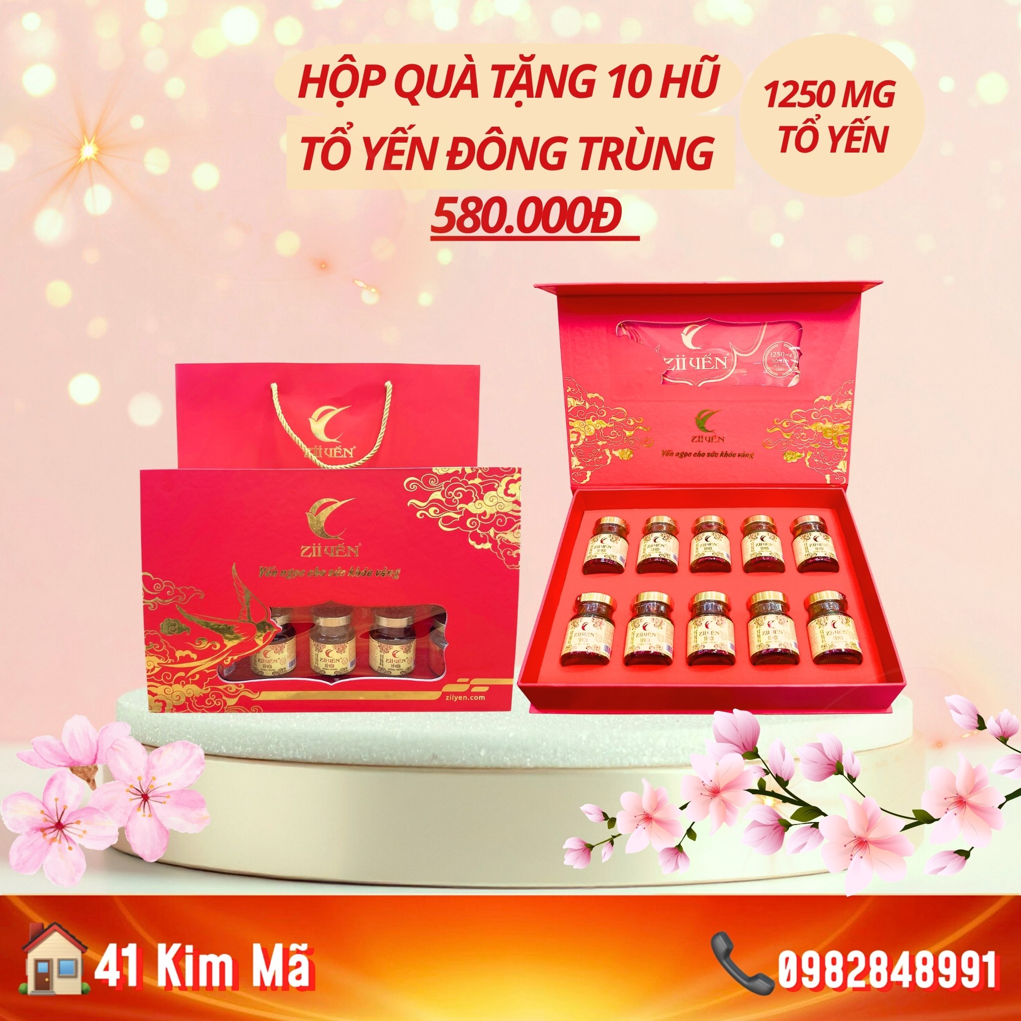 Yến Chưng Đông Trùng Hạ Thảo 1250mg Tổ Yến