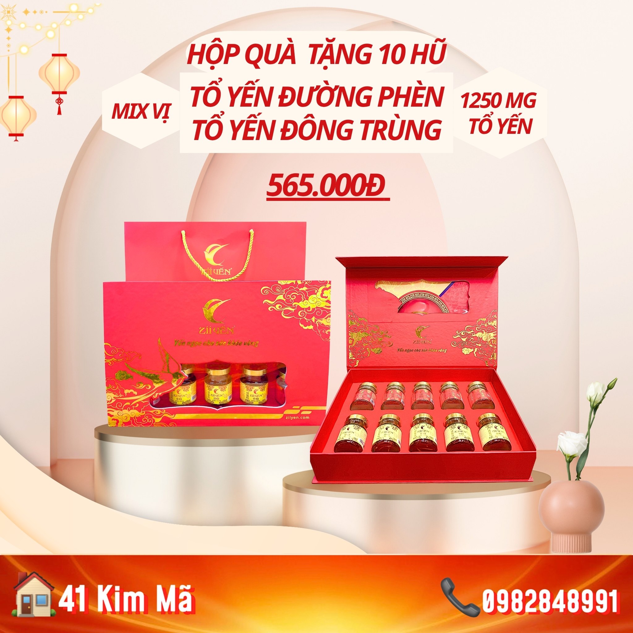 Hộp Quà Tặng 10 Hũ Yến Chưng Thượng Hạng