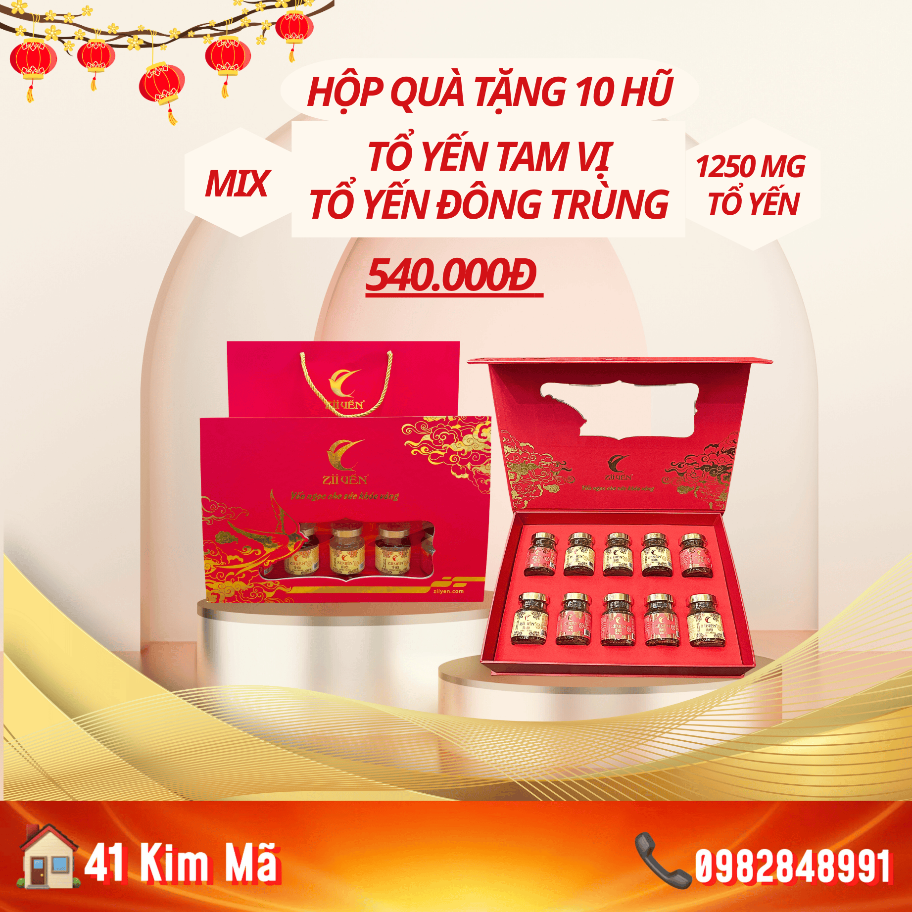 Hộp Quà Tặng 10 Hũ Yến Chưng Thượng Hạng