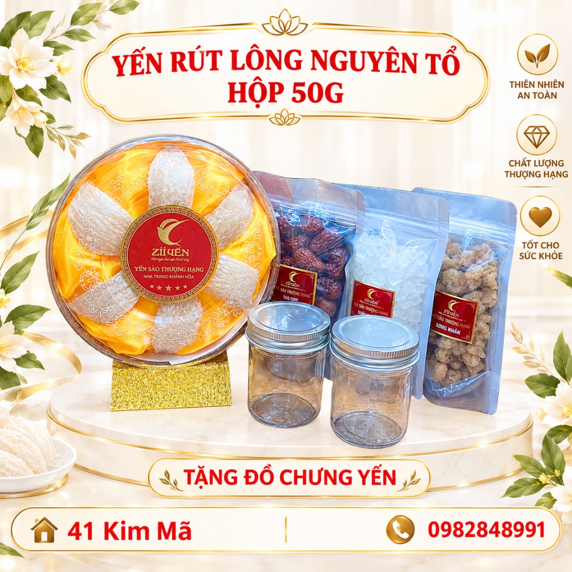 Yến Rút Lông Nguyên Tổ Xuất Khẩu Hộp 50g