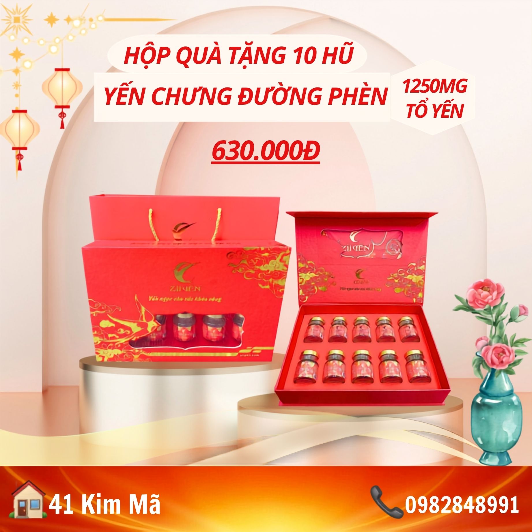 Hộp Quà Tặng 10 Hũ Yến Chưng Thượng Hạng