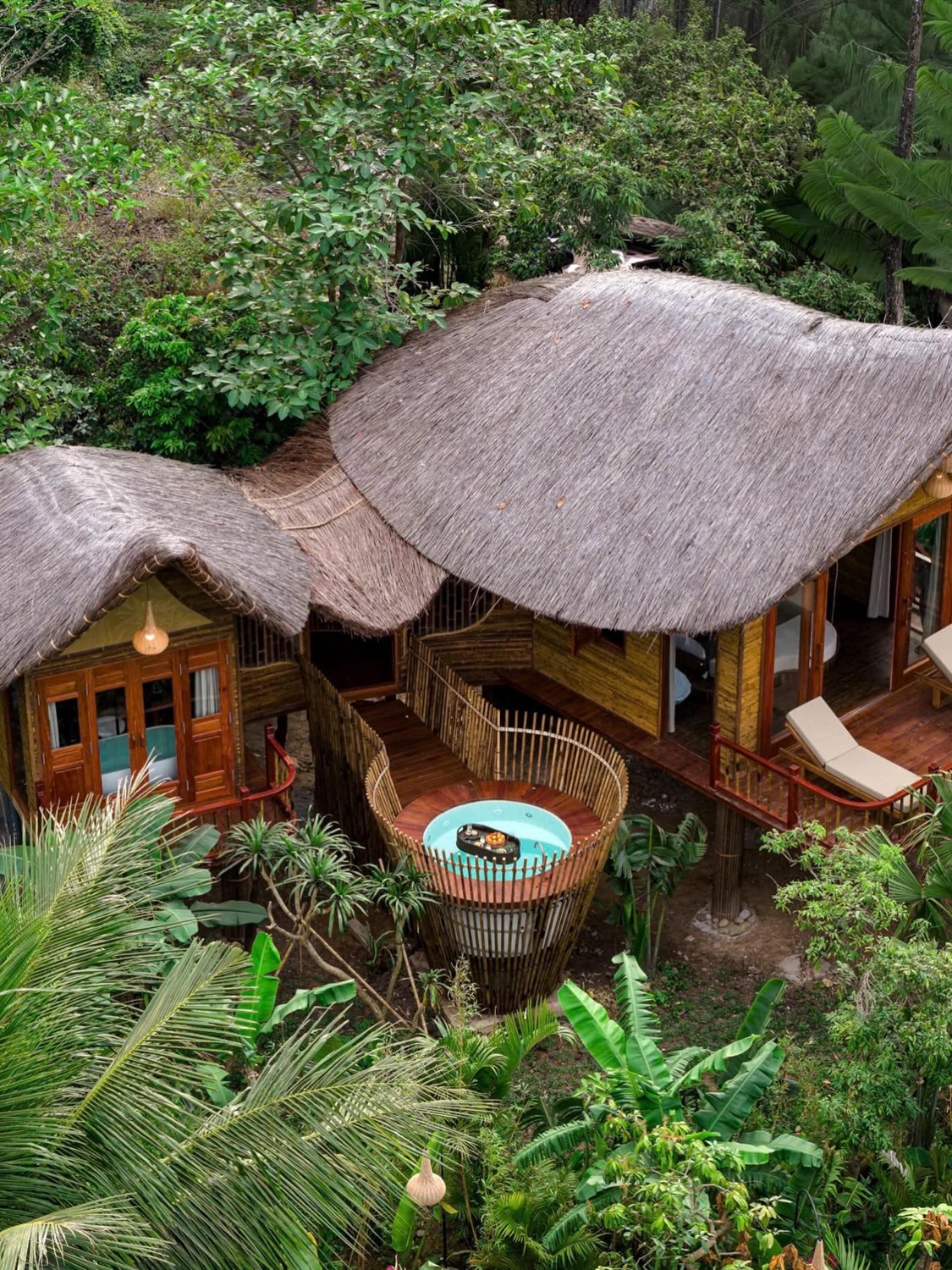 Villa tre Lamia Bamboo Retreat nhìn từ trên cao