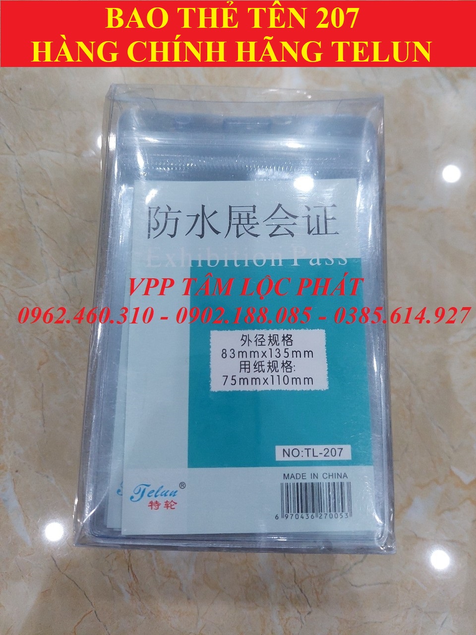 BAO THẺ TÊN 207 (LOẠI 1) chống thấm nước, KT 83*135mm