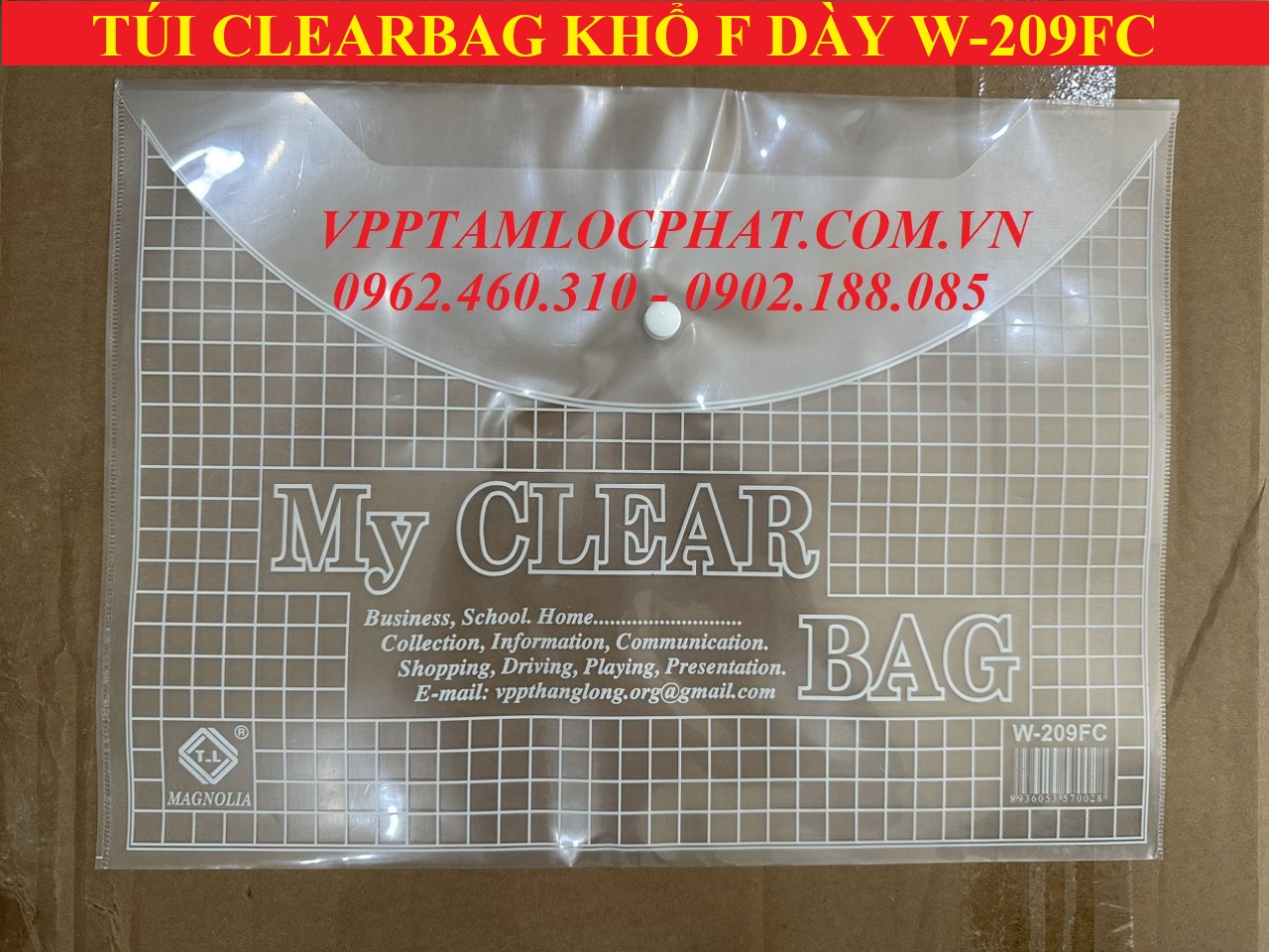 Túi Clearbag khổ F dày FC ( Túi myclear, túi khuy, bìa nút)