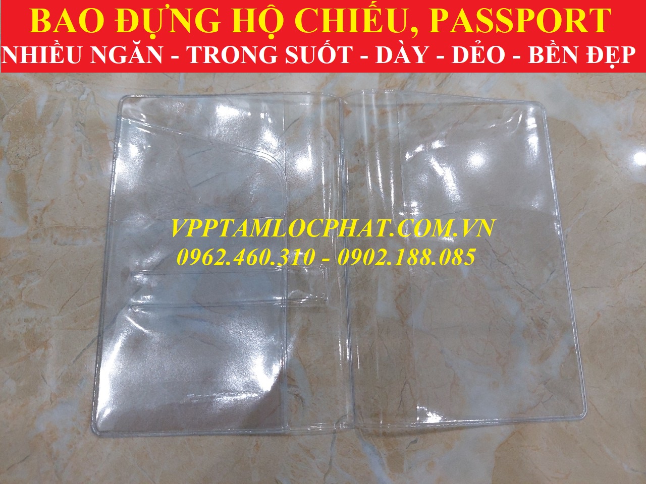 BAO ĐỰNG HỘ CHIẾU PASSPORT nhiều ngăn, trong suốt (loại 1)