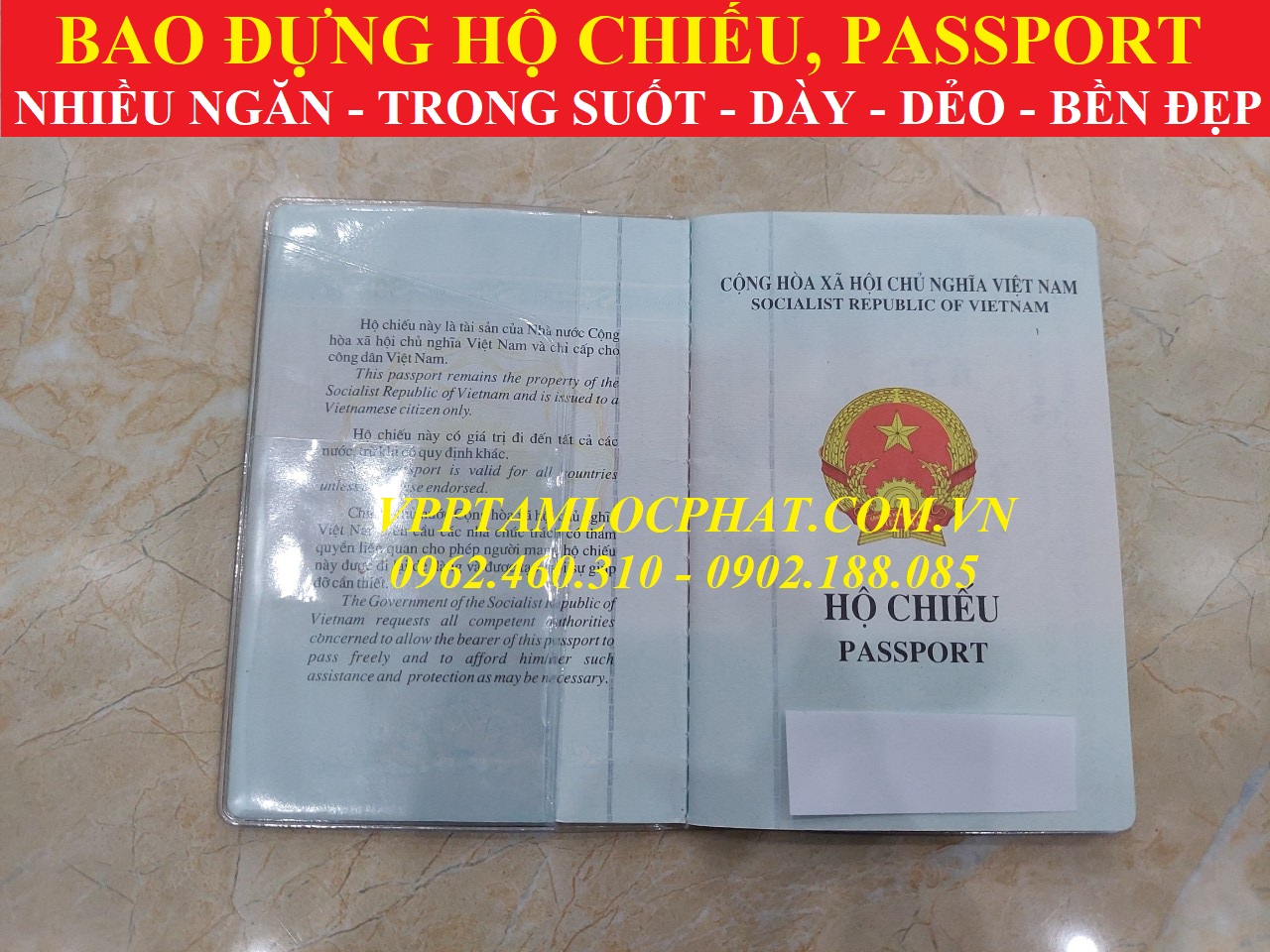 BAO ĐỰNG HỘ CHIẾU PASSPORT nhiều ngăn, trong suốt (loại 1)
