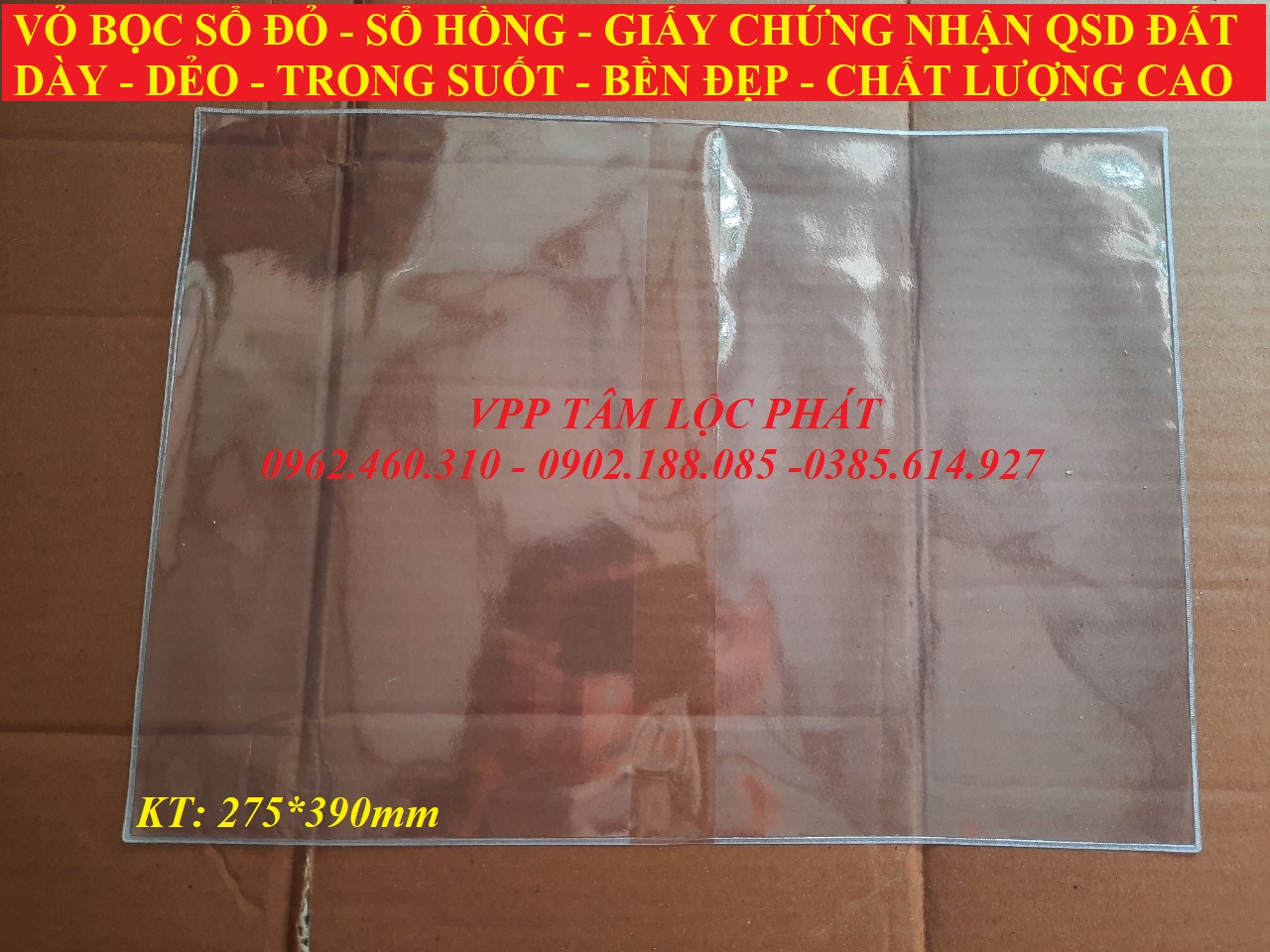 VỎ BỌC SỔ ĐỎ, sổ hồng, Giấy chứng nhận QSD đất, KT 275*390mm (SỈ LH ĐỂ CÓ GIÁ TỐT NHẤT)