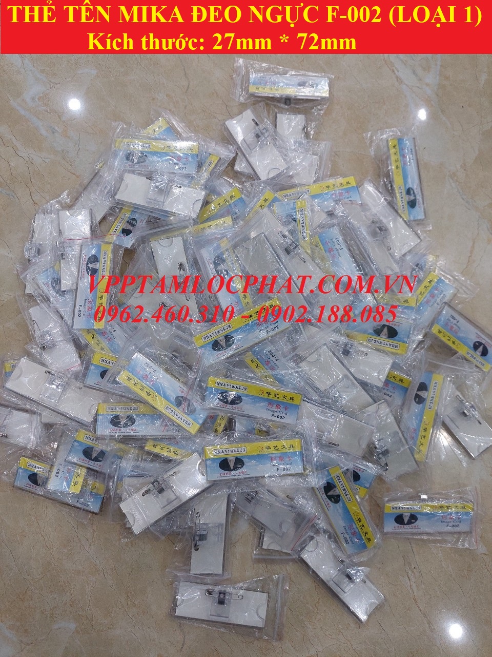 THẺ CÀI MIKA ĐEO NGỰC F002 (KT 27*72mm) LOẠI 1