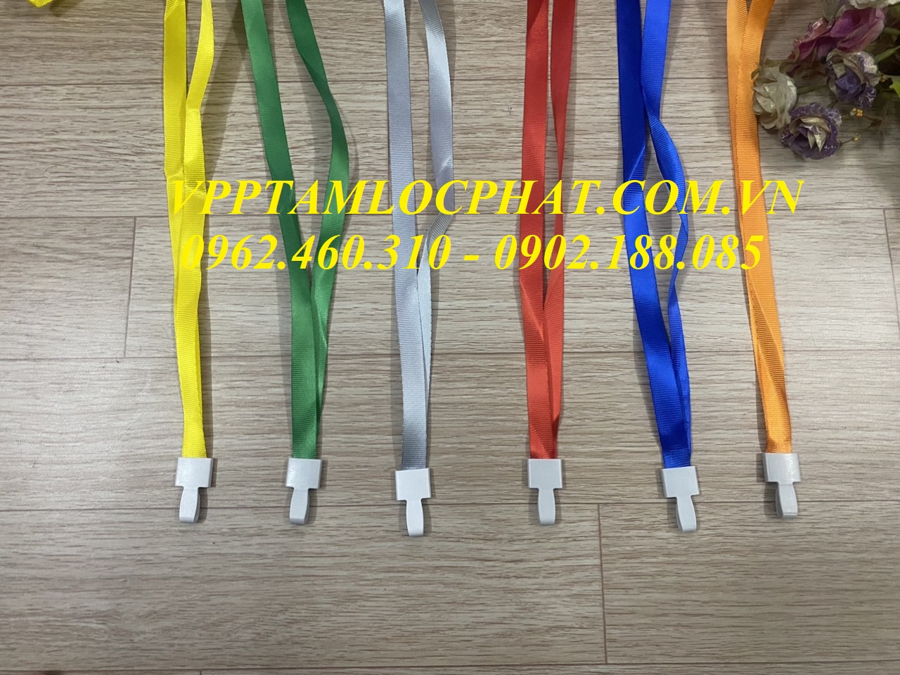 DÂY ĐEO THẺ LỤA MÓC NHỰA GẬP màu vàng, bản rộng 1.5cm (LOẠI 1)