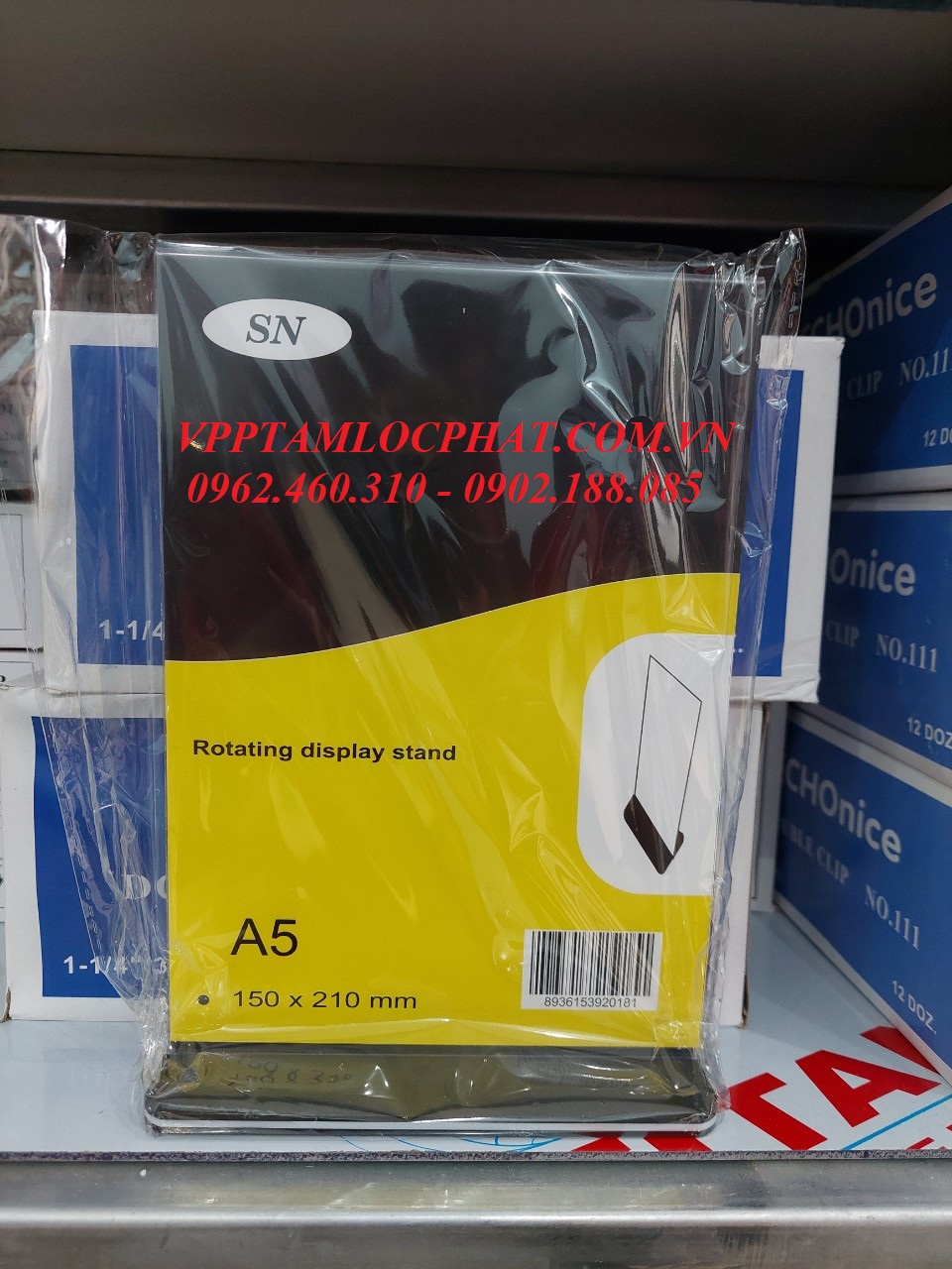 Menu mica A5 SN trong suốt (đế đen)