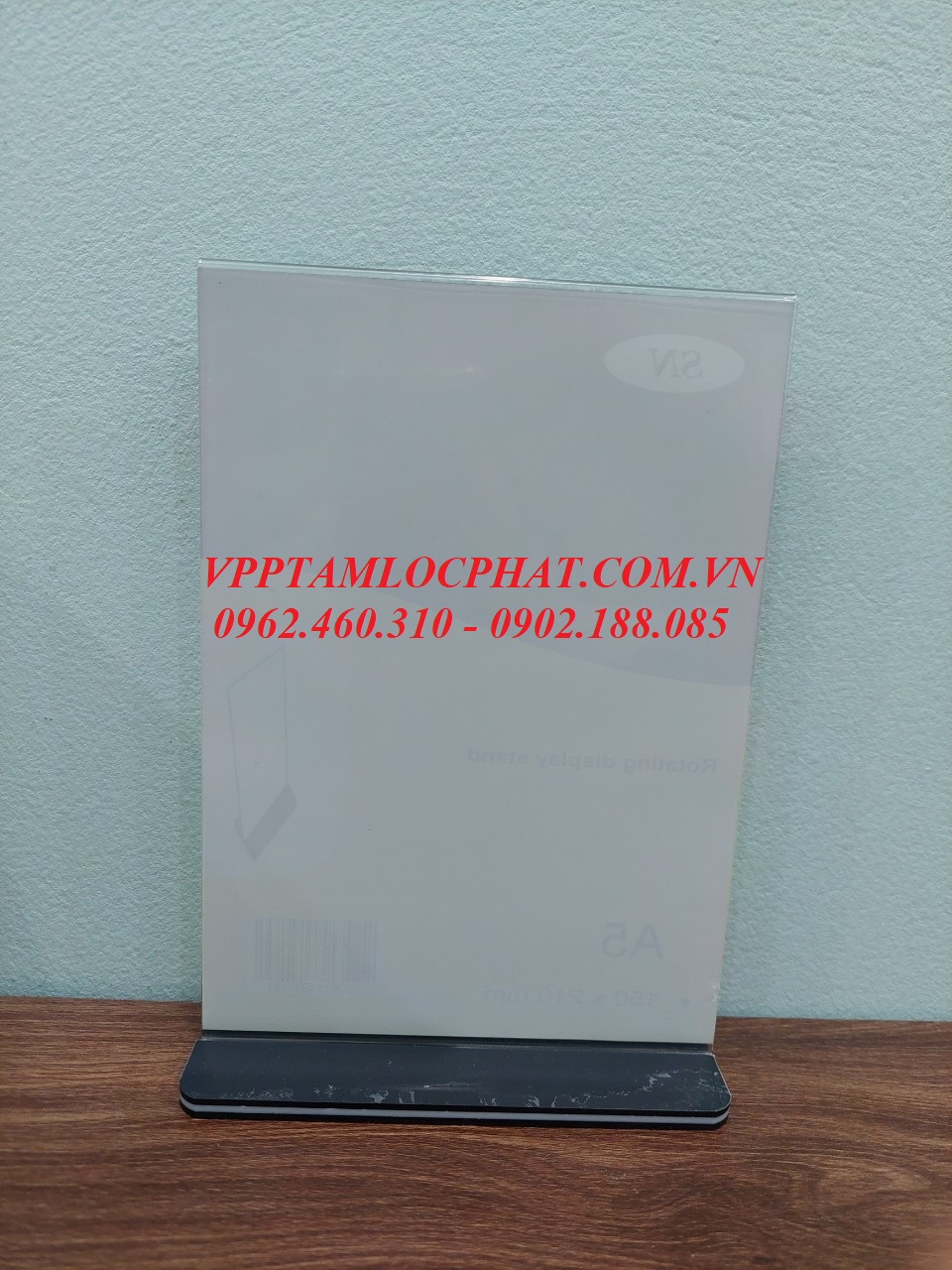 Menu mica A5 SN trong suốt (đế đen)