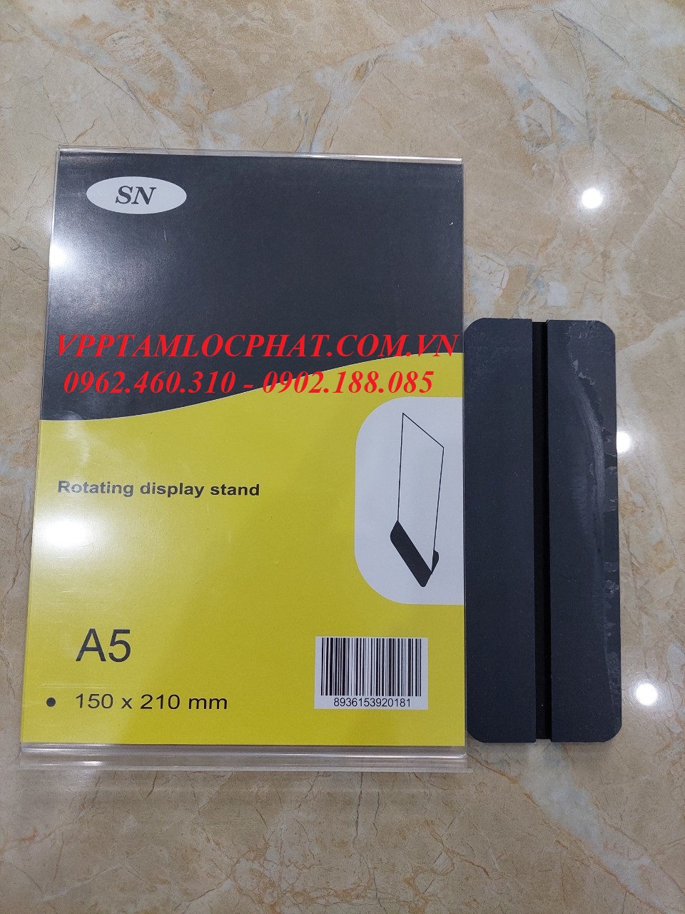 Menu mica A5 SN trong suốt (đế đen)