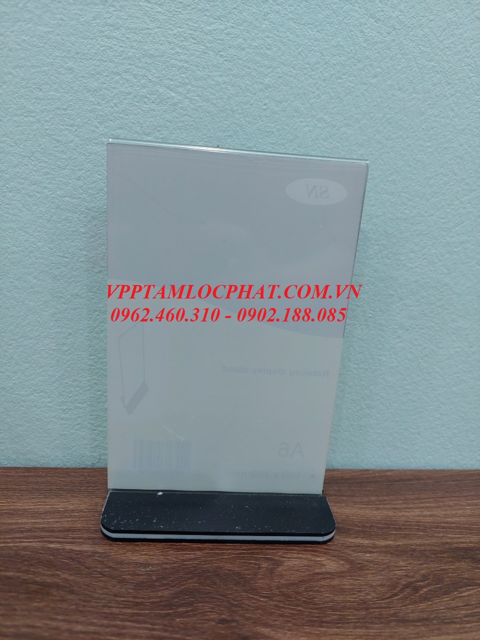 Menu mica A6 SN trong suốt (đế đen)