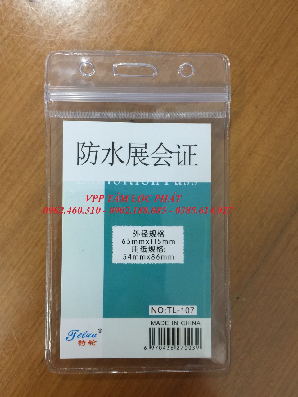 BAO THẺ TÊN 107 (LOẠI 1) chống thấm nước, KT 65*115mm