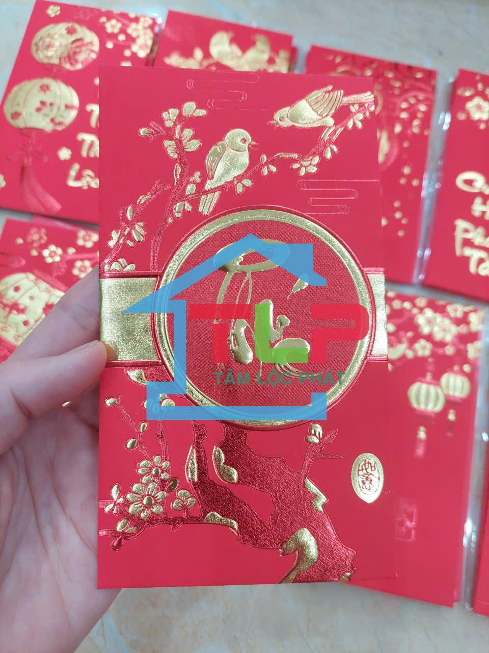 [Lì xì 2025] Sỉ tập 6 BAO LÌ XÌ TẾT NHUNG ĐỎ, KT 90*163mm (HÀNG ĐẸP, CHỮ IN NỔI 3D) nhiều mẫu
