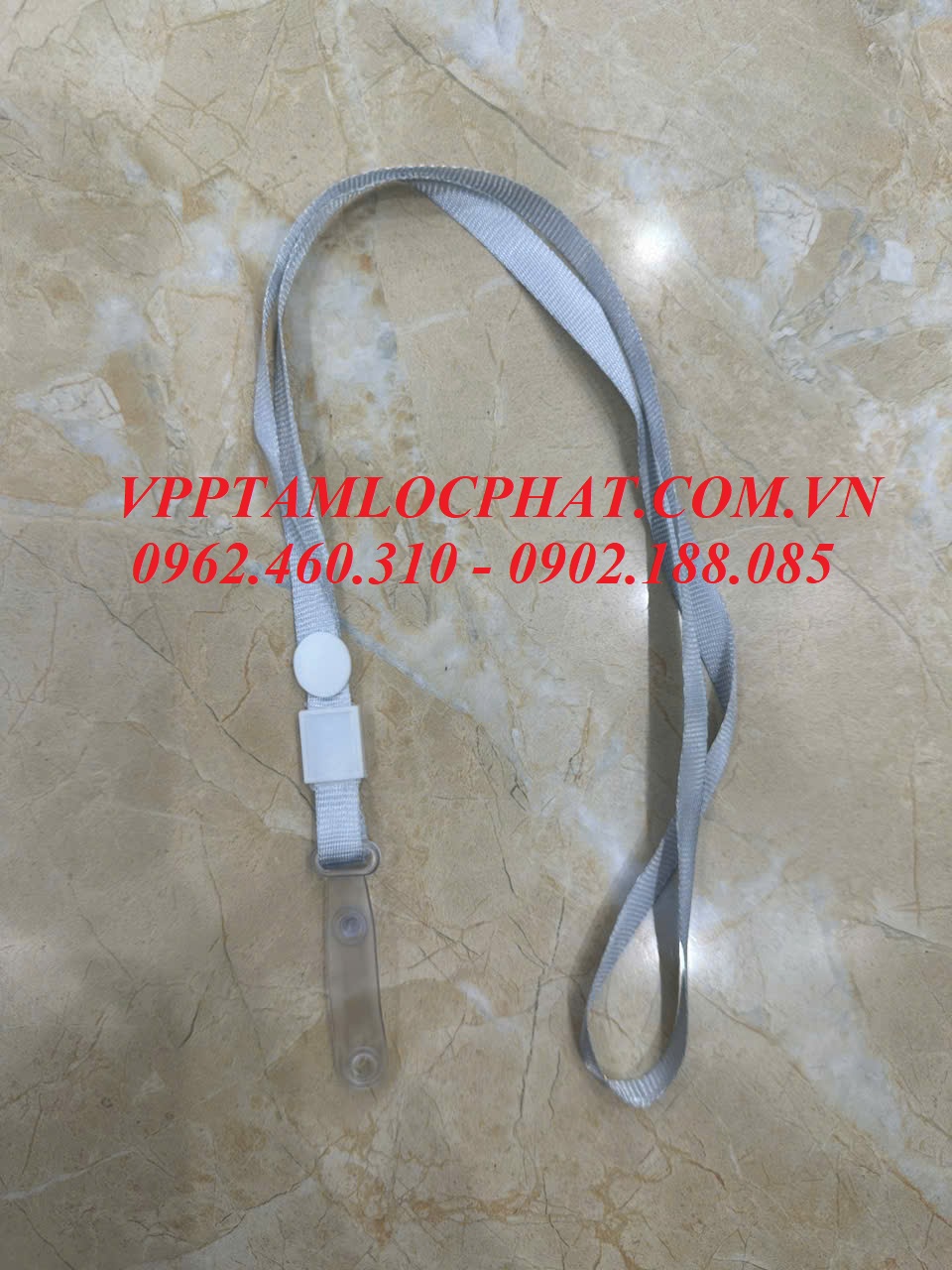 DÂY ĐEO THẺ LỤA MÓC NHỰA MÀU GHI - MÀU XÁM (loại 1)