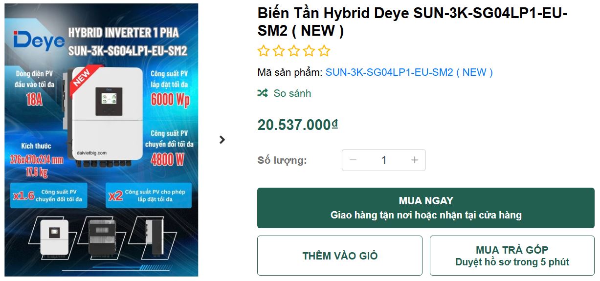 BÁO GIÁ SỈ CHI TIẾT BIẾN TẦN DEYE HYBRID MẪU MỚI NHẤT NĂM 2024 & 2025