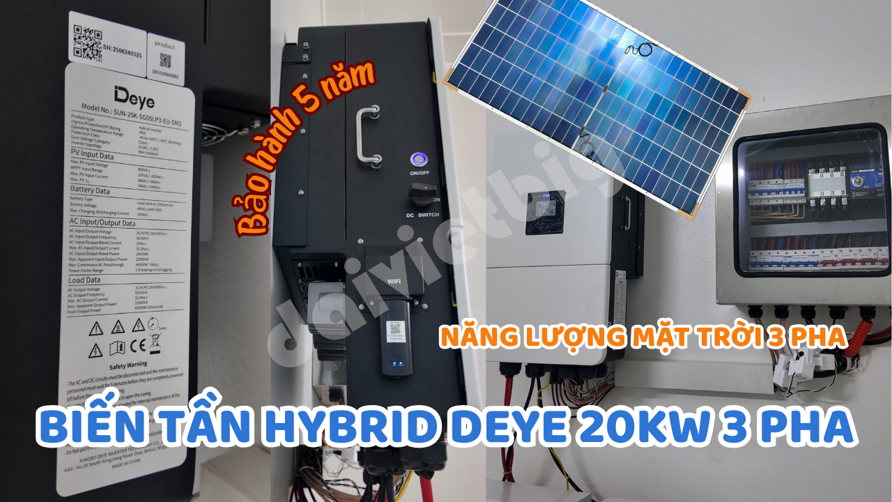 Điện Năng Lượng Mặt Trời 3Pha Với Biến Tần Hybrid Deye 20KW 3PHA