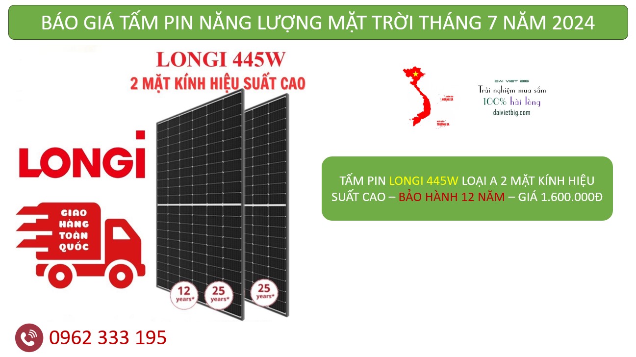BÁO GIÁ TẤM PIN NĂNG LƯỢNG MẶT TRỜI THÁNG 7 NĂM 2024