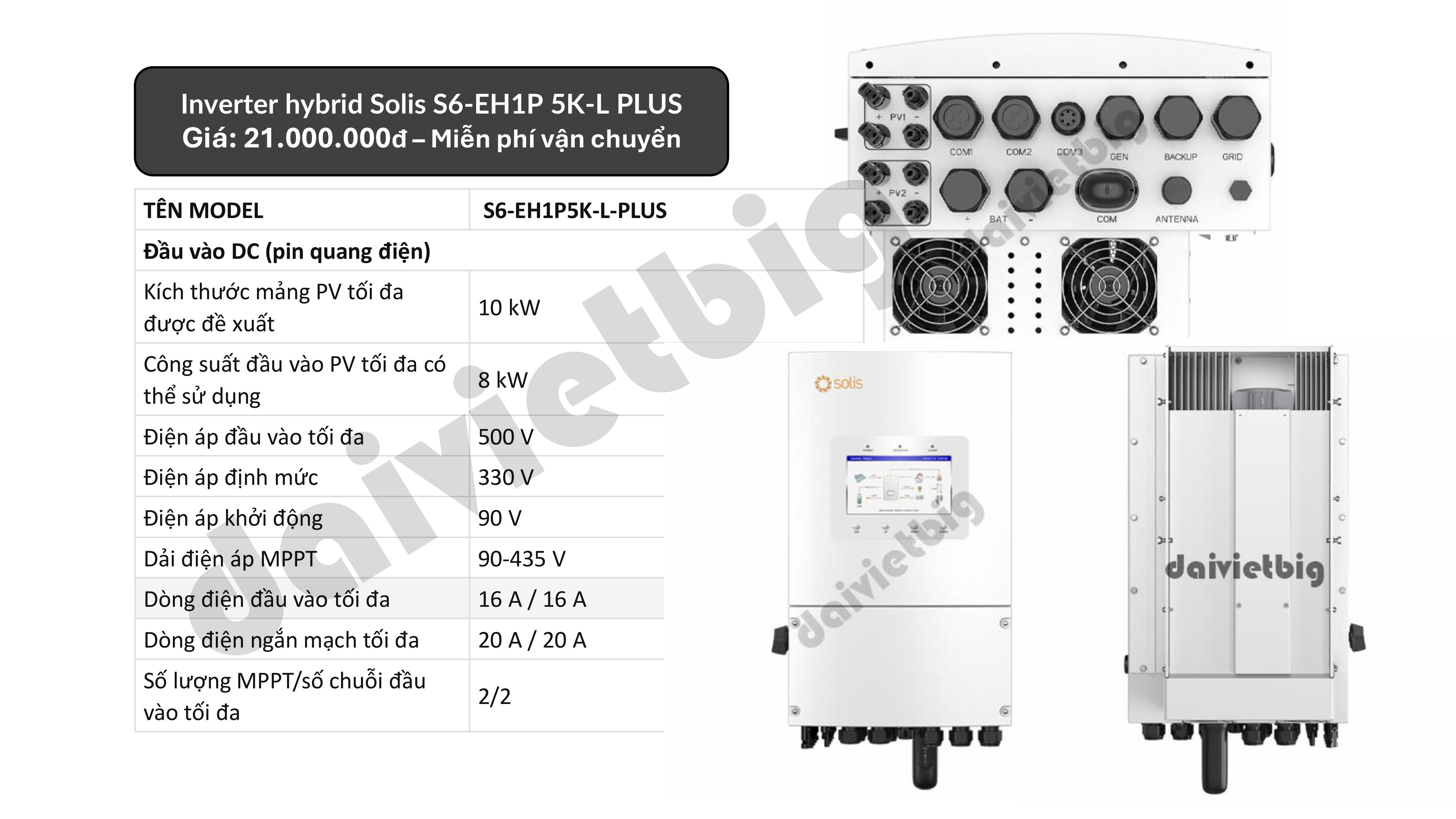 Inverter hybrid Solis S6-EH1P 5K-L-PLUS