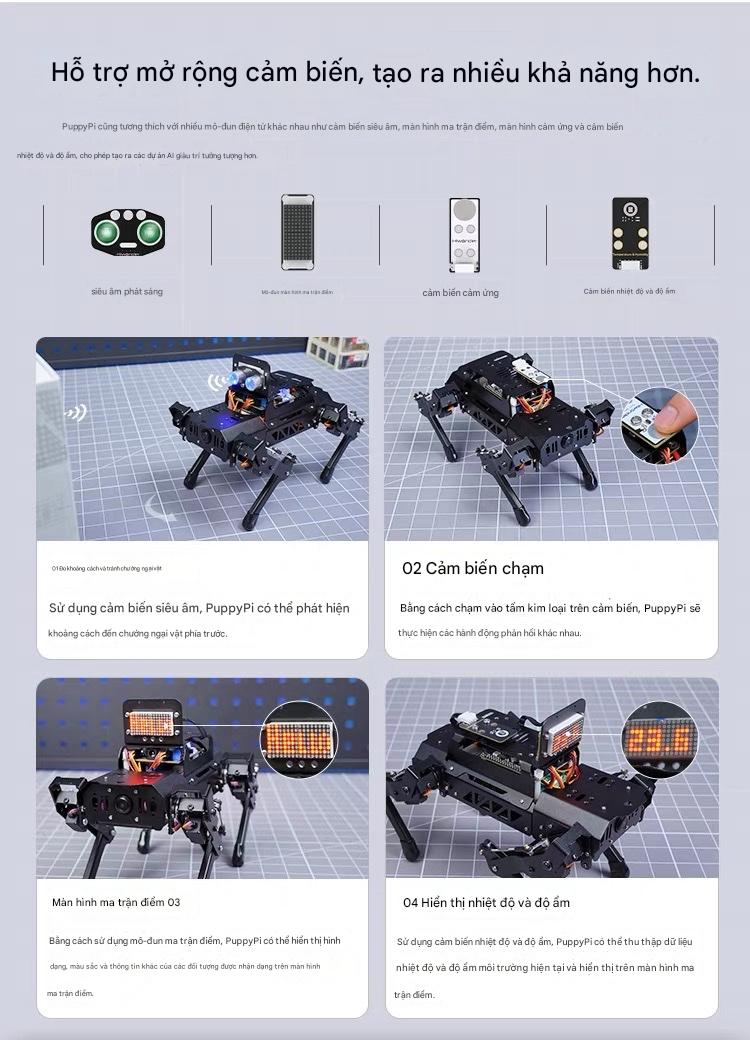 Chó Robot Huaner ROS Raspberry Pi Chó cơ khí bốn chân AI Vision Mô hình lớn Bionic Lập trình SLAM Lập bản đồ