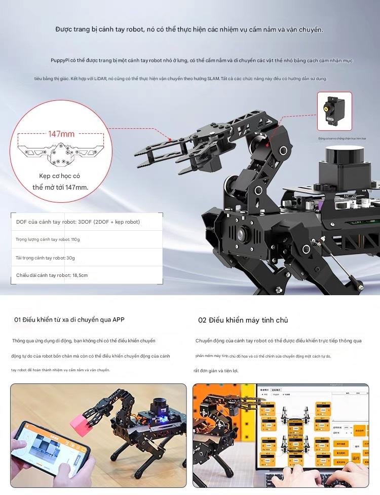 Chó Robot Huaner ROS Raspberry Pi Chó cơ khí bốn chân AI Vision Mô hình lớn Bionic Lập trình SLAM Lập bản đồ