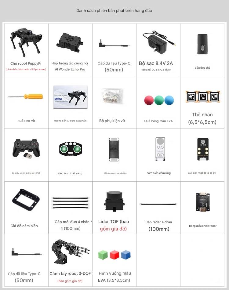 Chó Robot Huaner ROS Raspberry Pi Chó cơ khí bốn chân AI Vision Mô hình lớn Bionic Lập trình SLAM Lập bản đồ