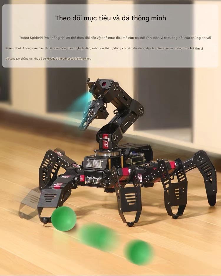 Robot Nhện Sinh Học Hexapod AI – SpiderPi Pro Nền tảng Raspberry Pi 5 • Tầm Nhìn Máy Tính • Lập Trình Python & ROS