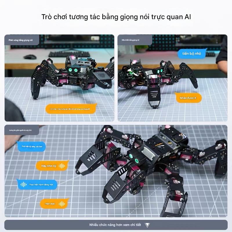 Robot Nhện Sinh Học Hexapod AI – SpiderPi Pro Nền tảng Raspberry Pi 5 • Tầm Nhìn Máy Tính • Lập Trình Python & ROS