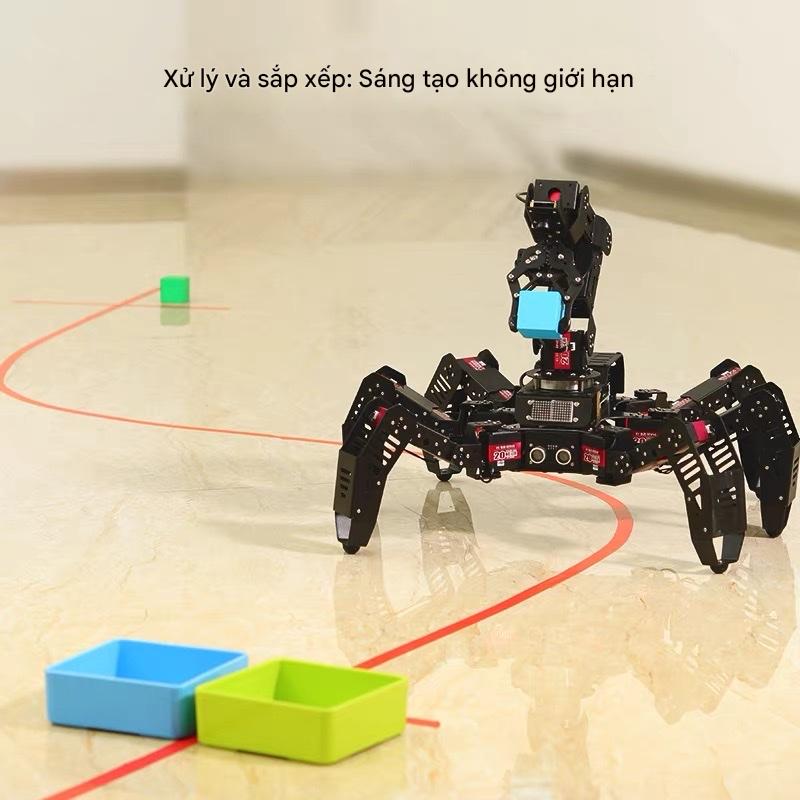 Robot Nhện Sinh Học Hexapod AI – SpiderPi Pro Nền tảng Raspberry Pi 5 • Tầm Nhìn Máy Tính • Lập Trình Python & ROS